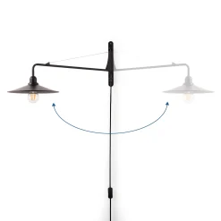 Aplique de pared orientable "PETTI" con cable y enchufe - E27