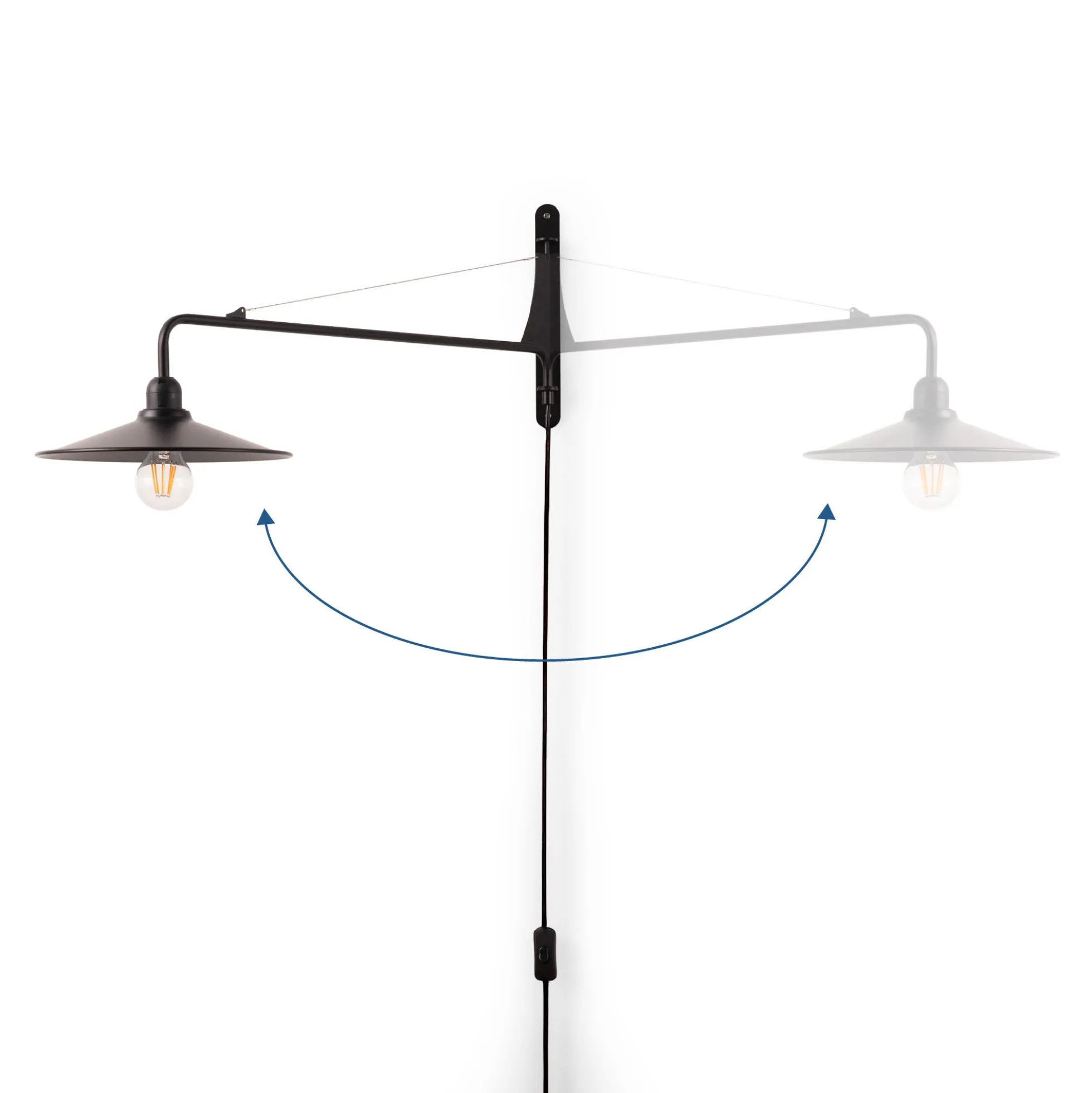 Aplique de pared orientable "PETTI" con cable y enchufe - E27