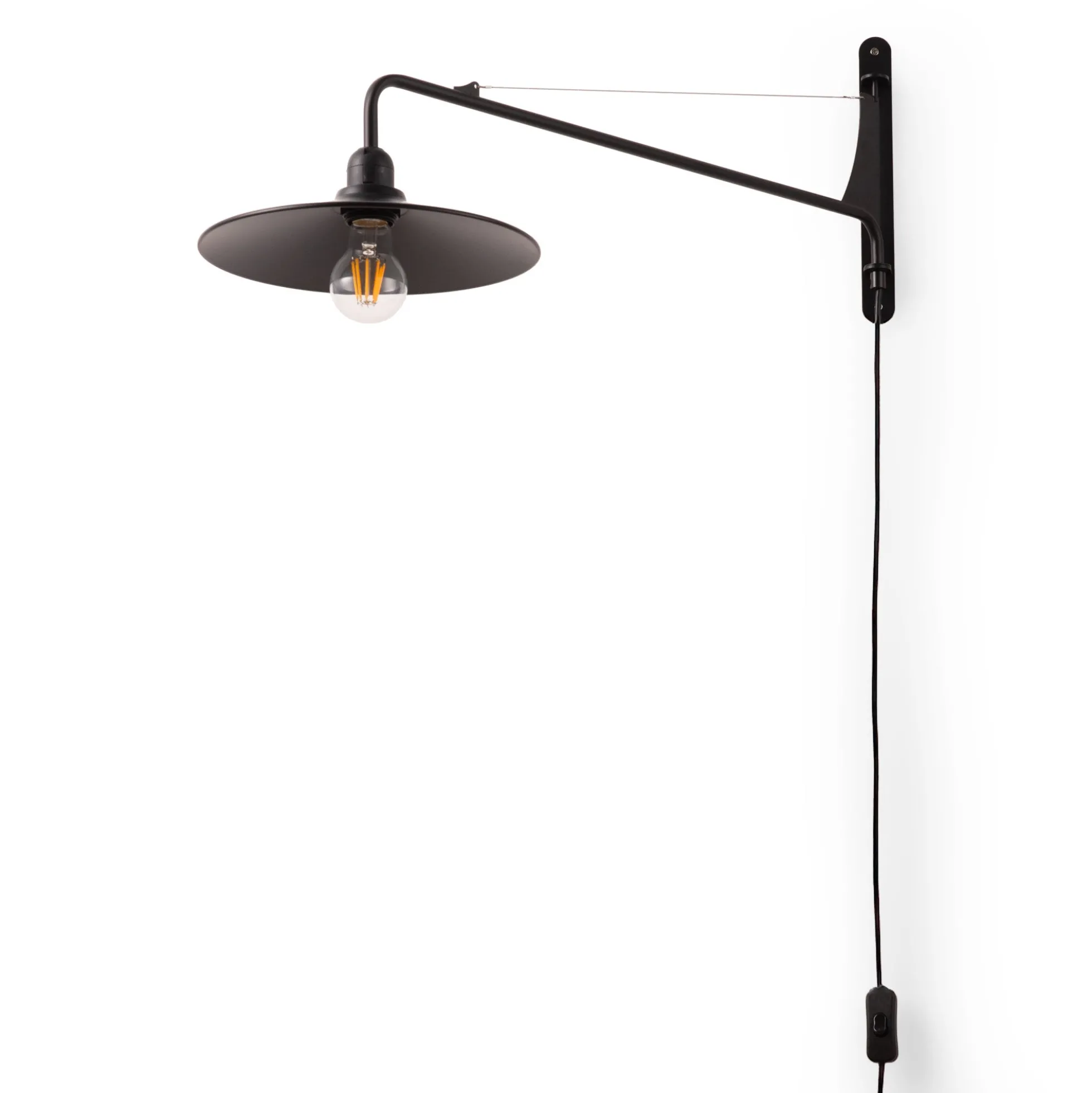 Aplique de pared orientable "PETTI" con cable y enchufe - E27