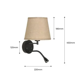 Aplique de pared "PAIR" E27 con foco LED de lectura 3W