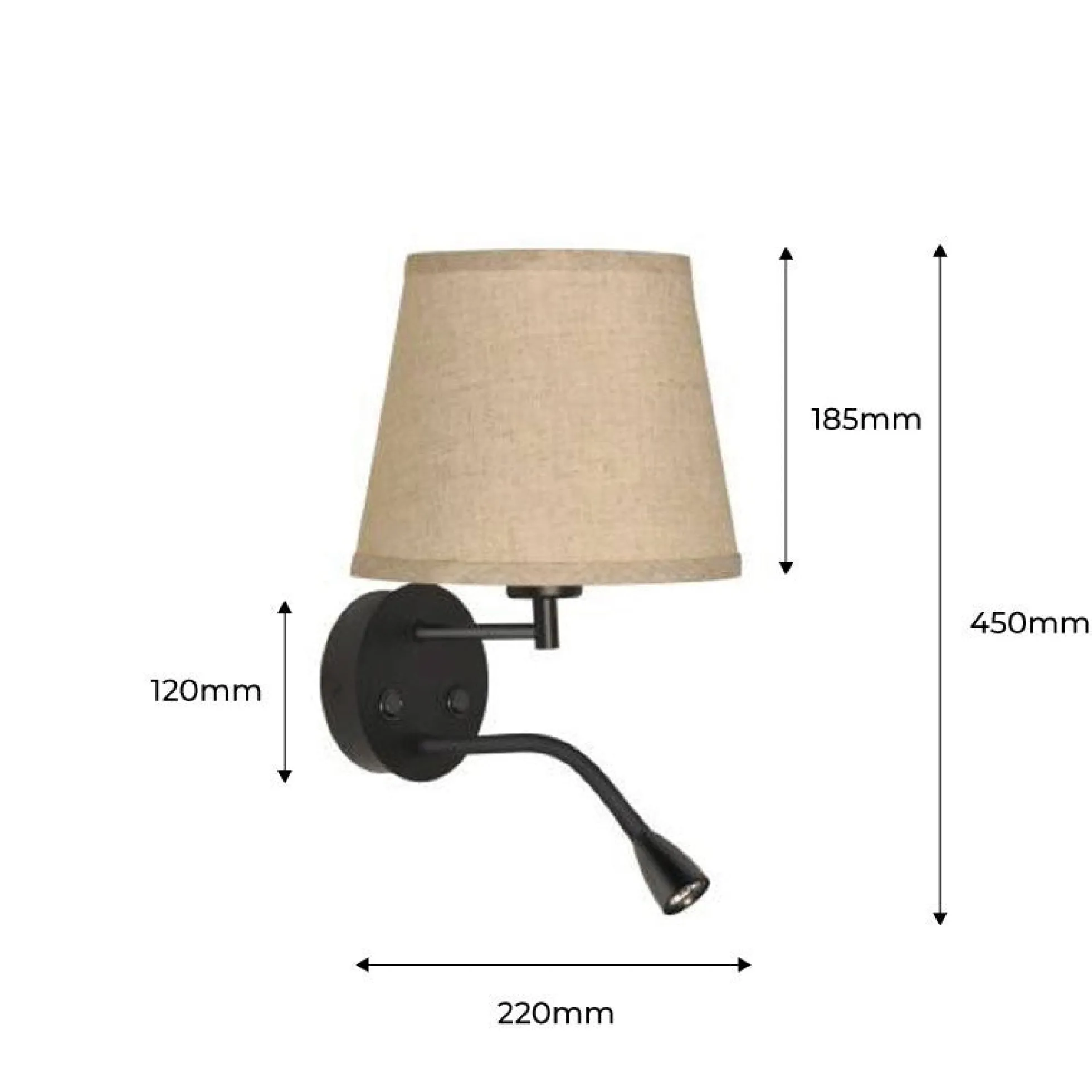 Aplique de pared "PAIR" E27 con foco LED de lectura 3W