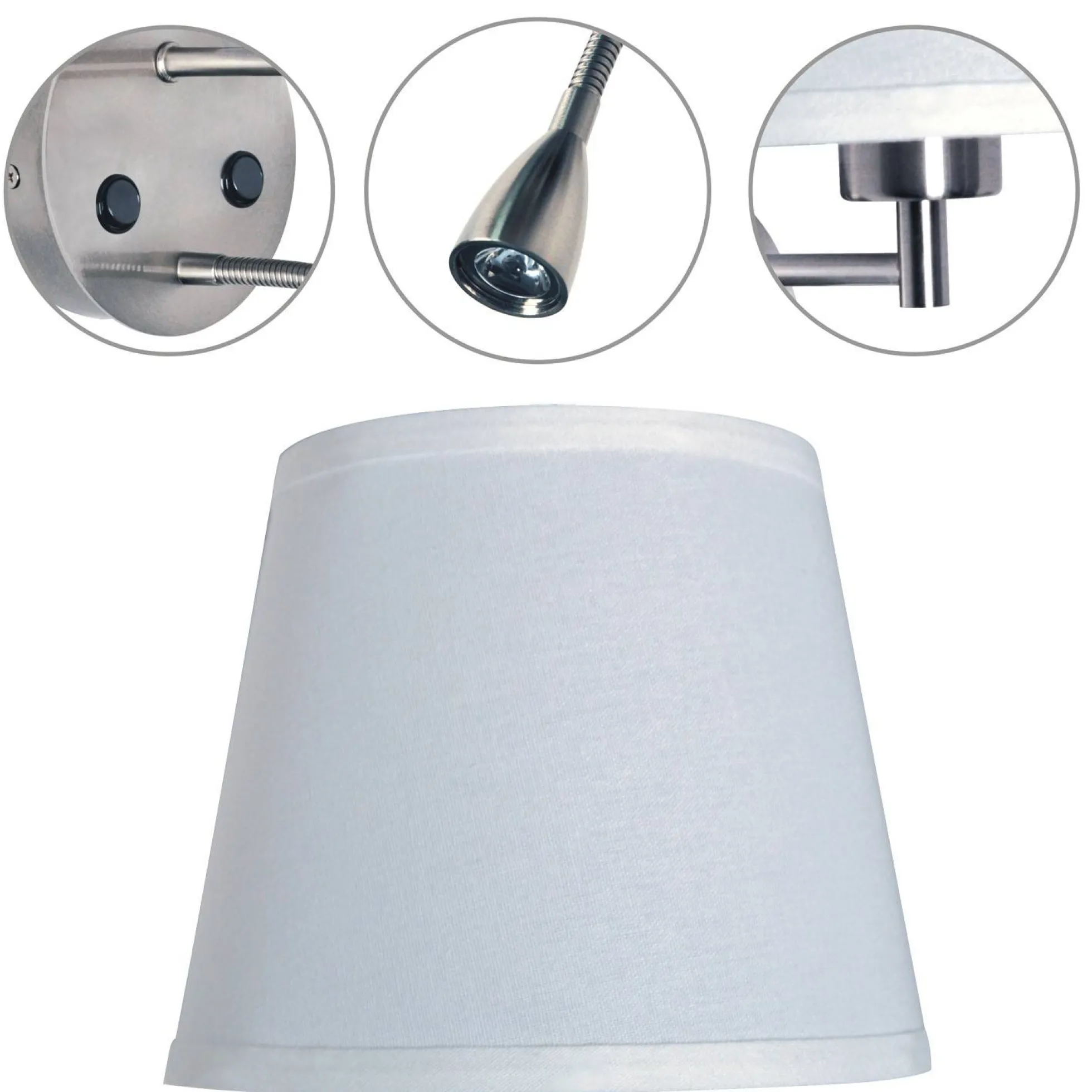 Aplique de pared "PAIR" E27 con foco LED de lectura 3W