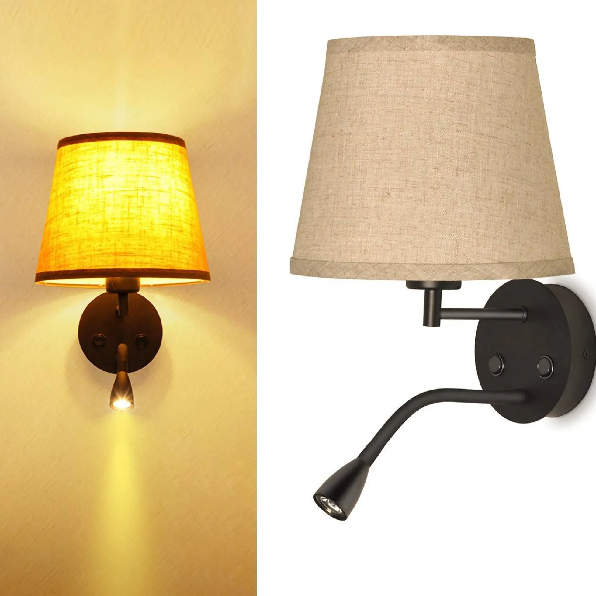 Aplique de pared "PAIR" E27 con foco LED de lectura 3W
