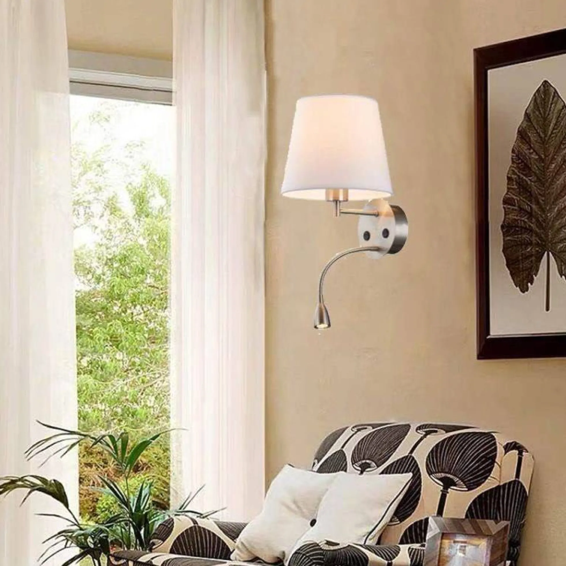 Aplique de pared "PAIR" E27 con foco LED de lectura 3W
