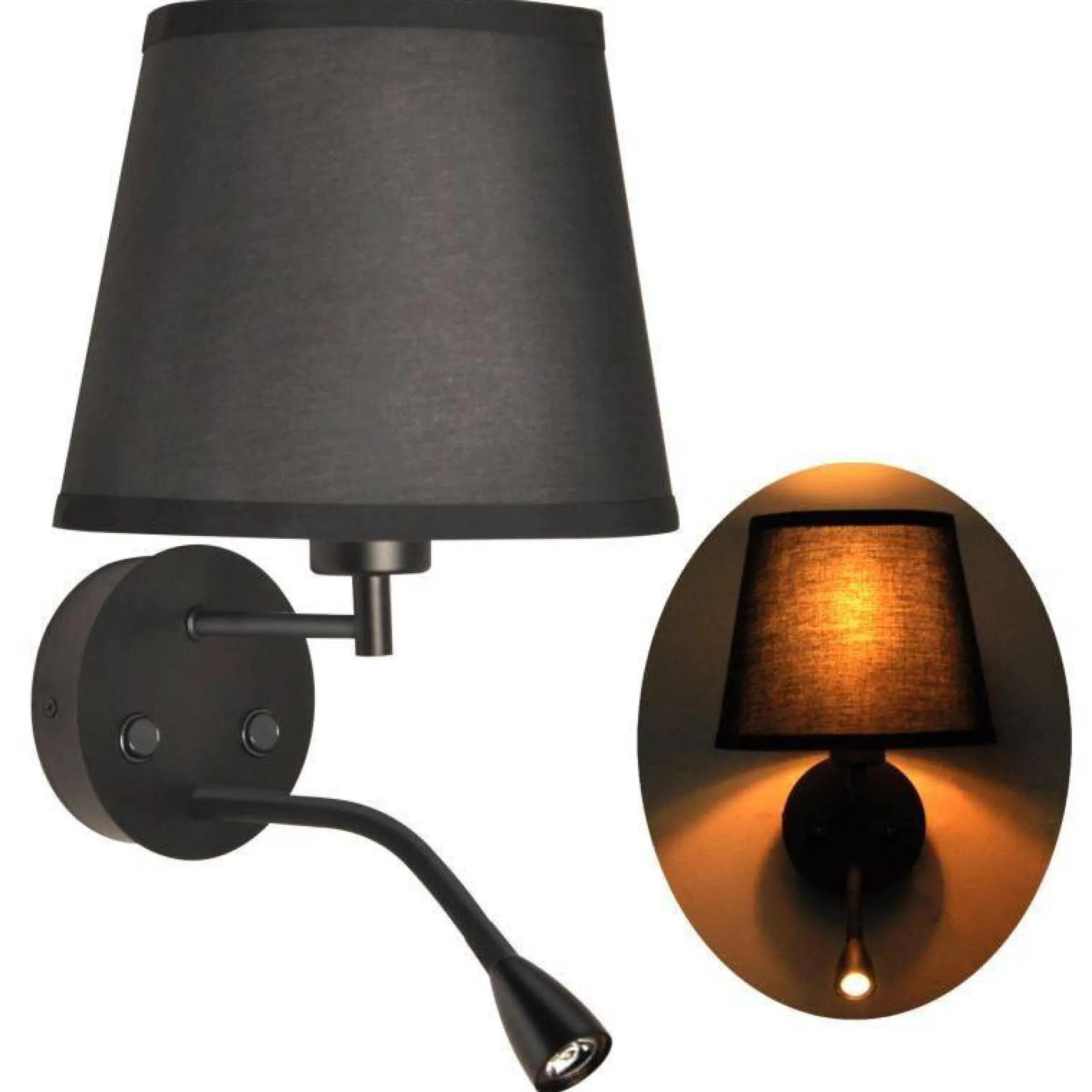 Aplique de pared "PAIR" E27 con foco LED de lectura 3W
