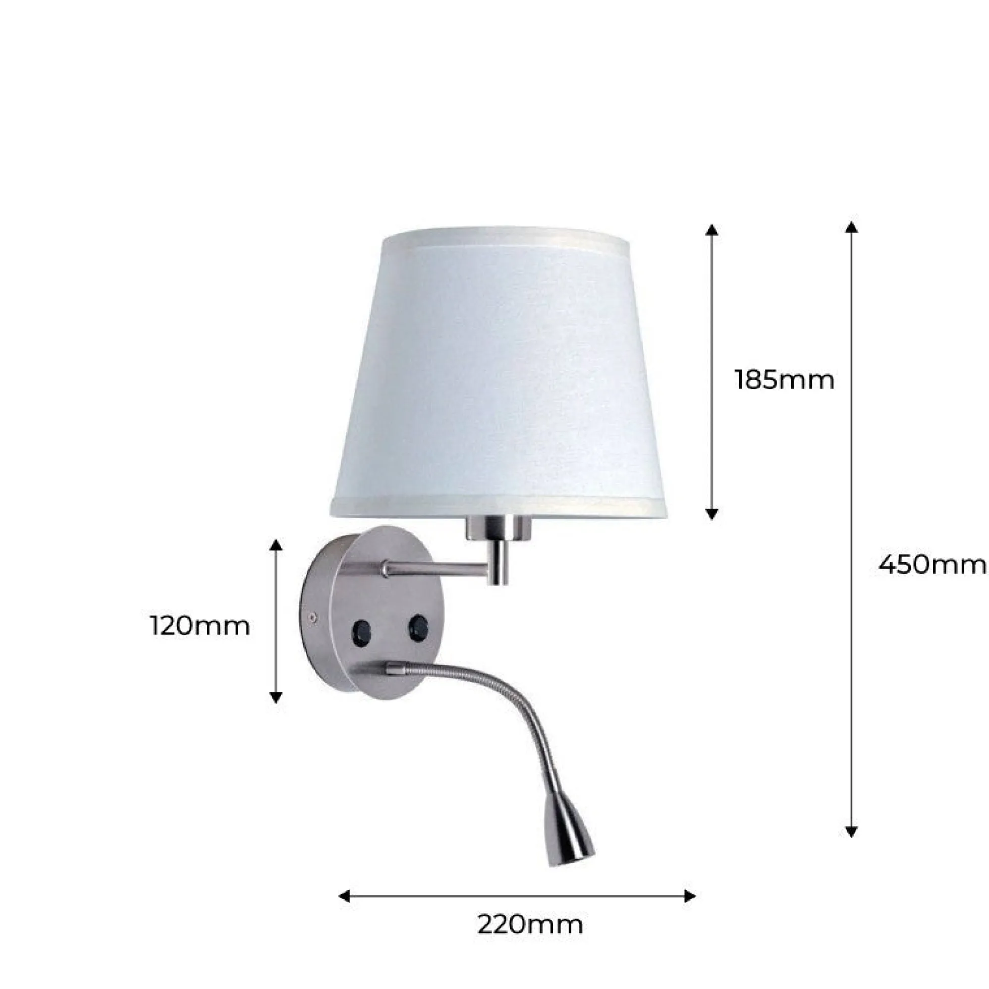 Aplique de pared "PAIR" E27 con foco LED de lectura 3W