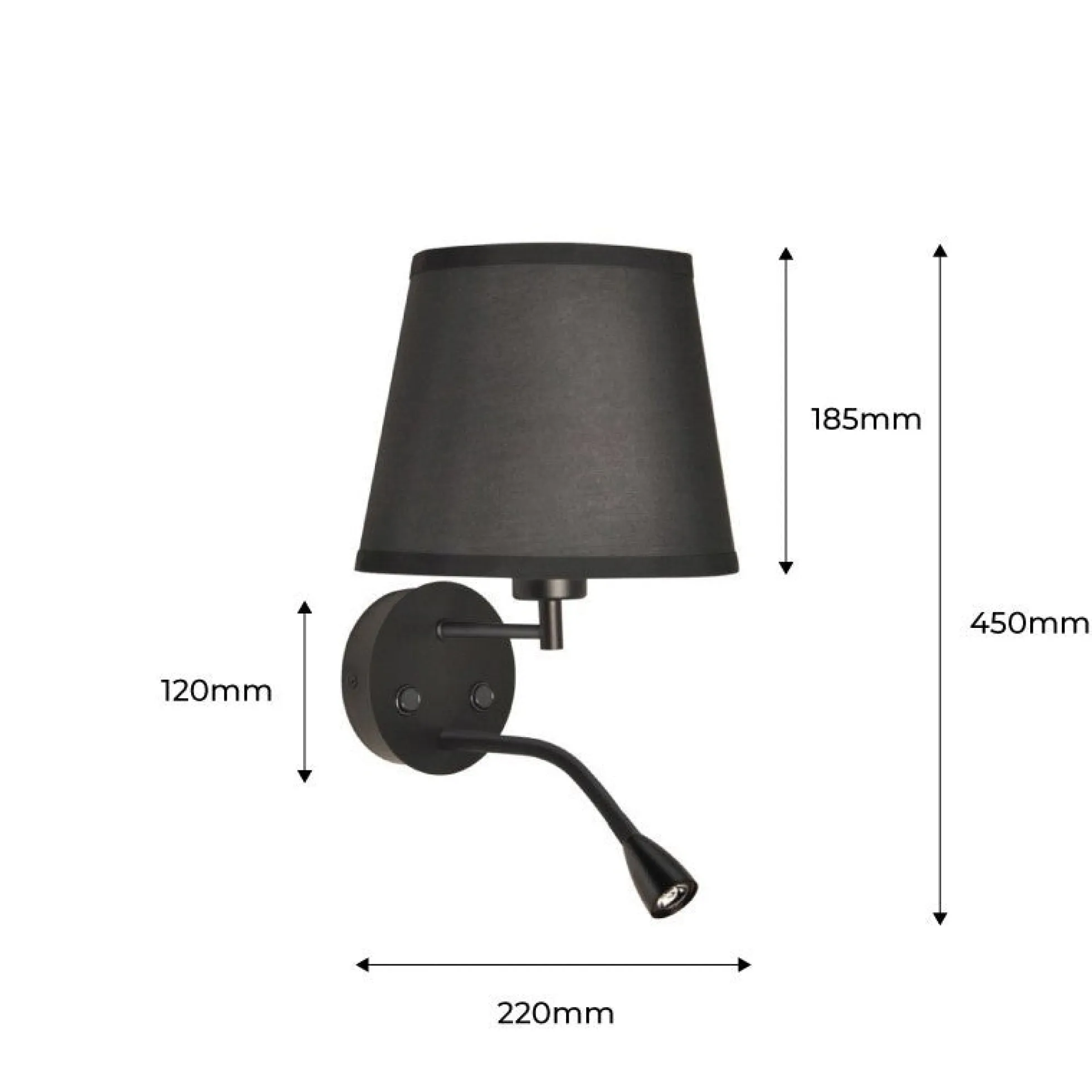 Aplique de pared "PAIR" E27 con foco LED de lectura 3W