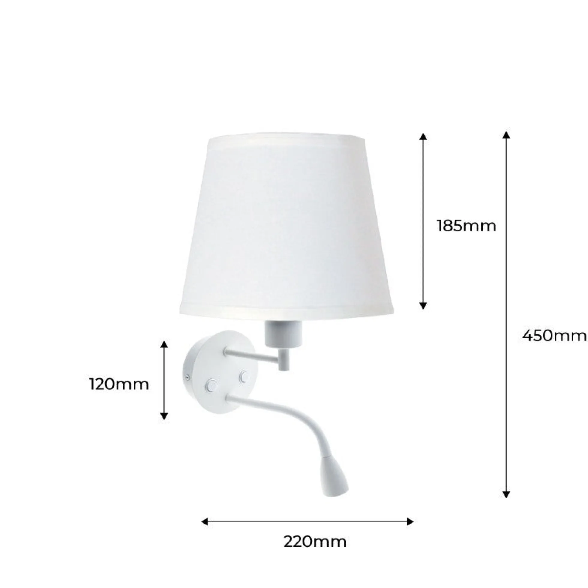 Aplique de pared "PAIR" E27 con foco LED de lectura 3W