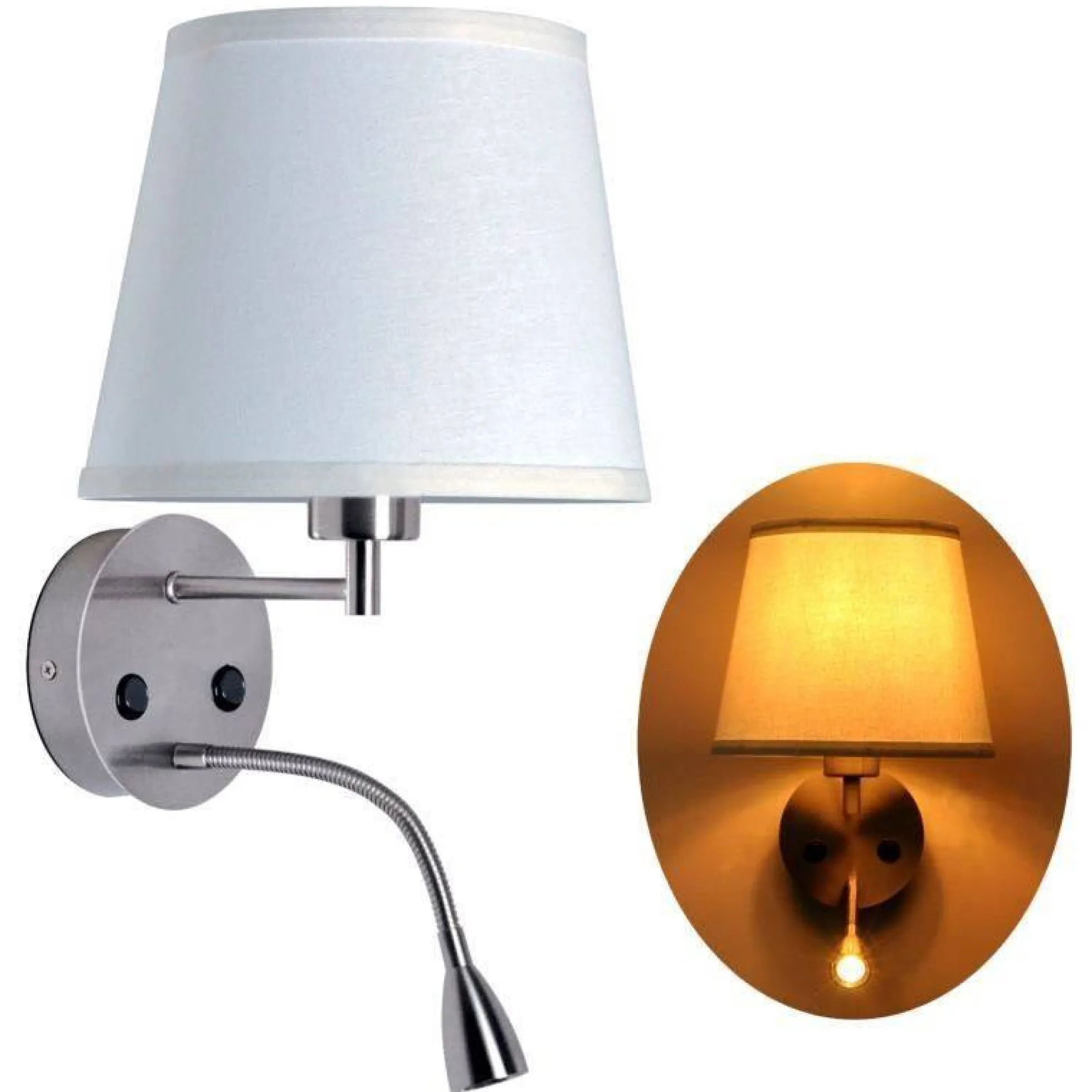 Aplique de pared "PAIR" E27 con foco LED de lectura 3W