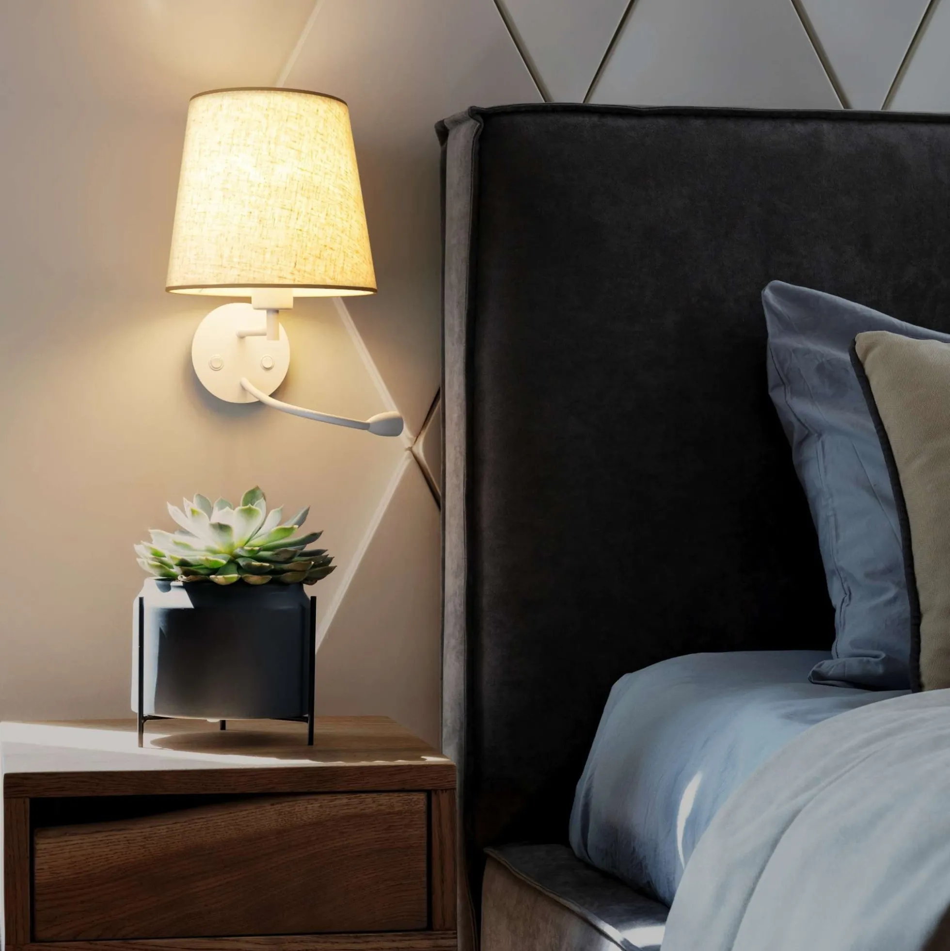 Aplique de pared para lectura "MAR II" - E27 + Foco LED flexible