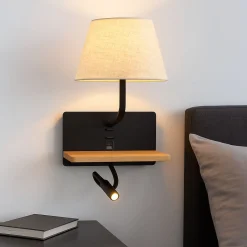 Aplique de pared para lectura "Artin USB + USBC" - Con foco LED orientable y puerto USB + USBC - E27 + 3W