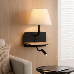 Aplique de pared para lectura "Artin USB + USBC" - Con foco LED orientable y puerto USB + USBC  - E27 + 3W