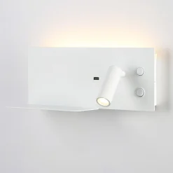 Aplique de pared para lectura con puerto USB "Kerta" - Iluminación doble - 3W+7W, lado derecho