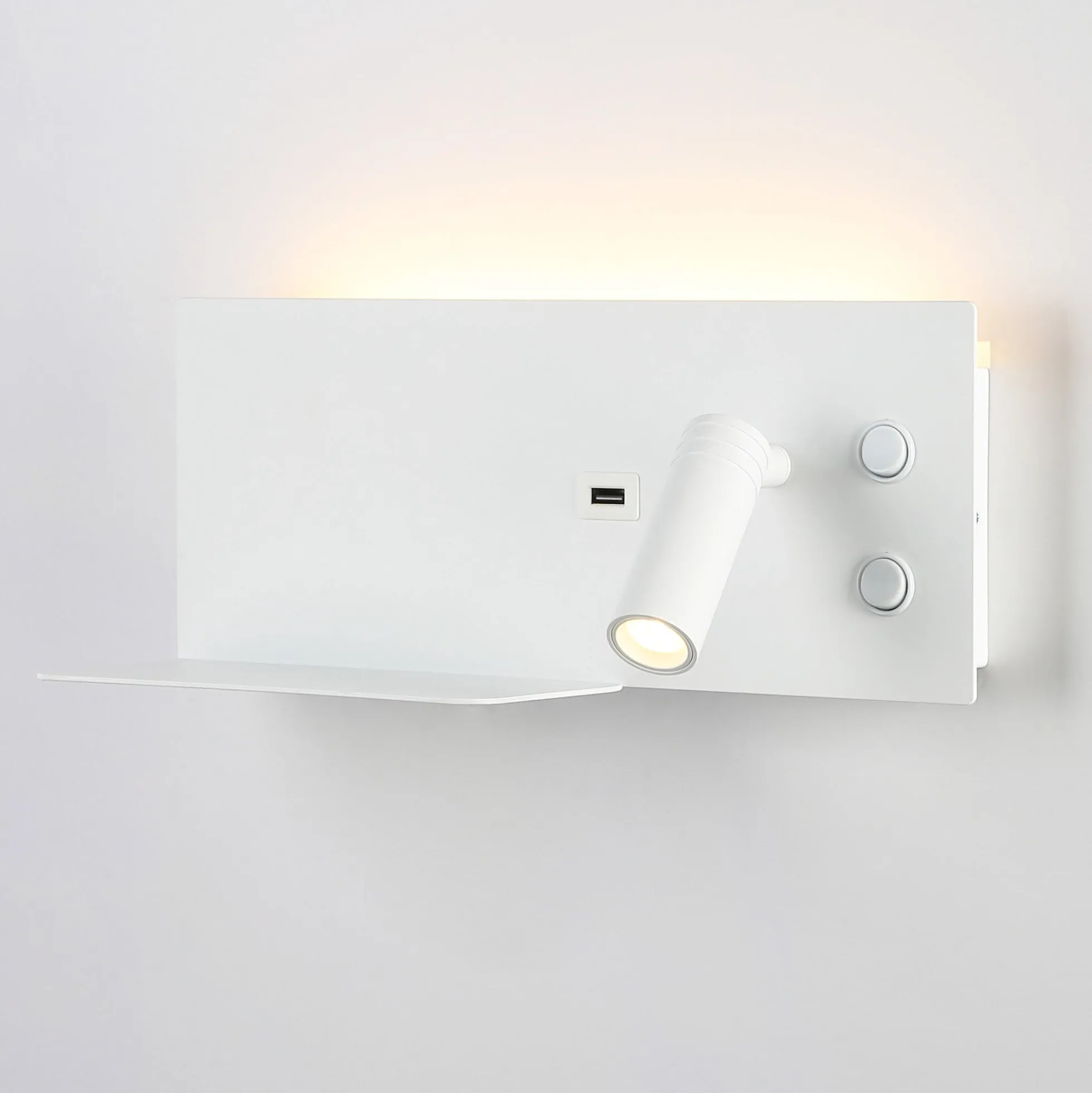 Aplique de pared para lectura con puerto USB "Kerta" - Iluminación doble - 3W+7W, lado derecho