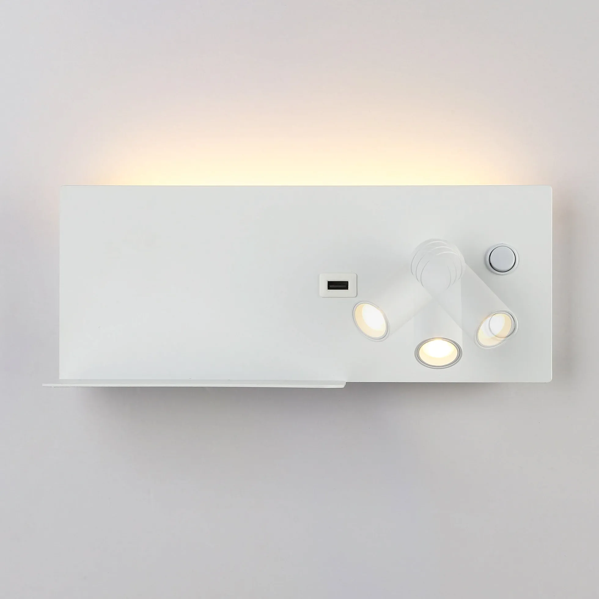 Aplique de pared para lectura con puerto USB "Kerta" - Iluminación doble - 3W+7W, lado derecho