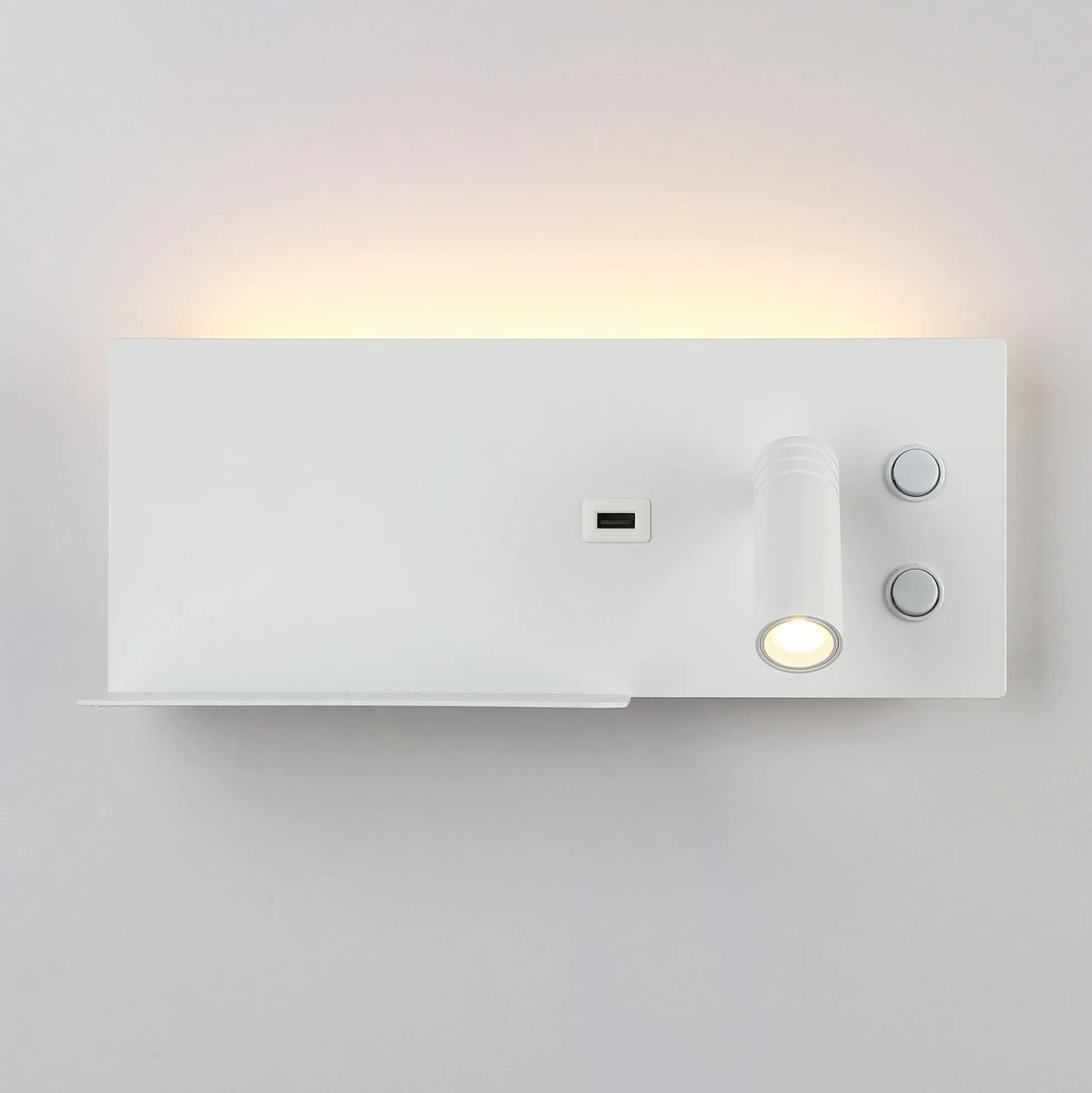 Aplique de pared para lectura con puerto USB "Kerta" - Iluminación doble - 3W+7W, lado derecho