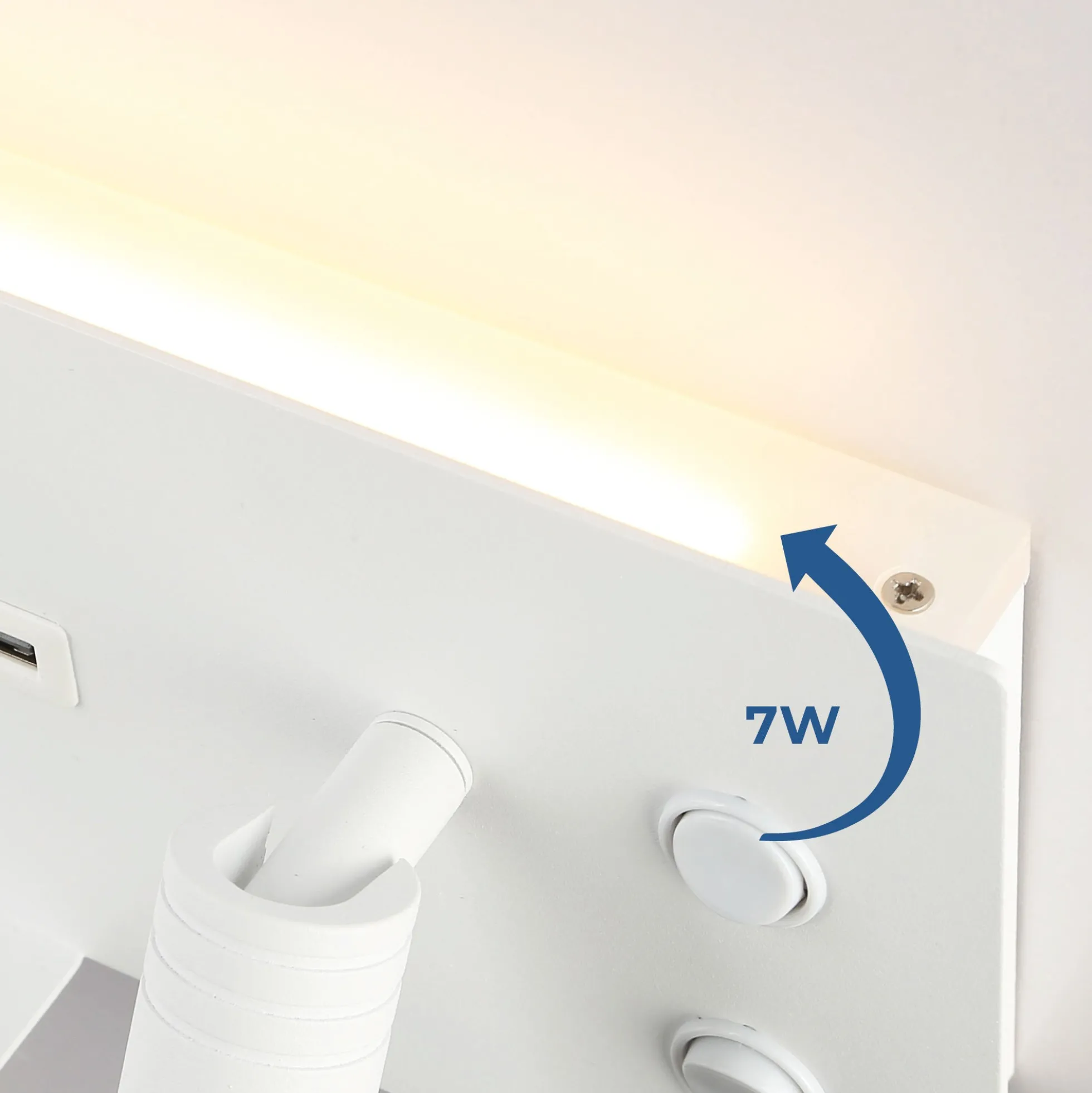 Aplique de pared para lectura con puerto USB "Kerta" - Iluminación doble - 3W+7W, lado derecho
