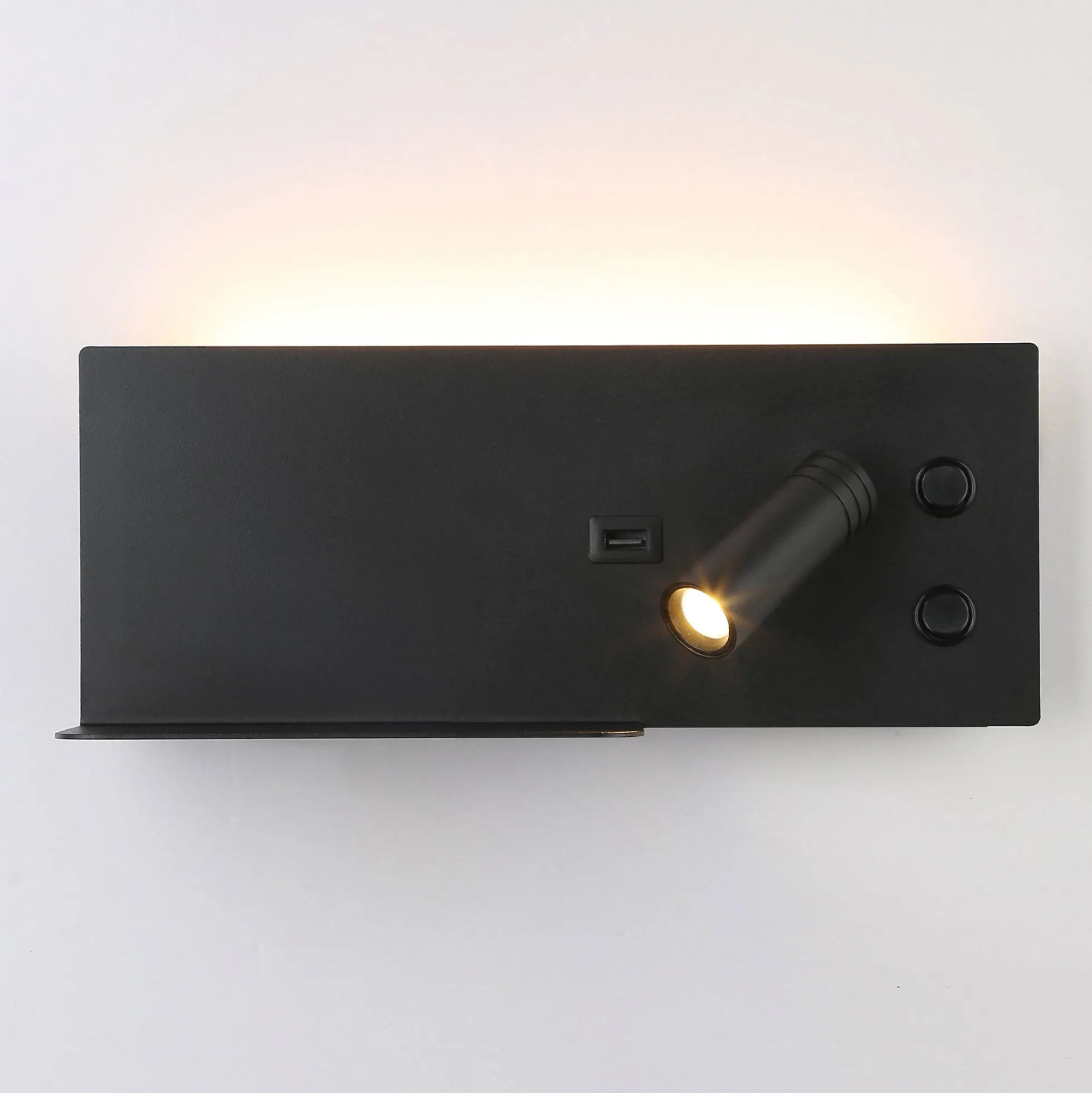 Aplique de pared para lectura con puerto USB "Kerta" - Iluminación doble - 3W+7W, lado derecho