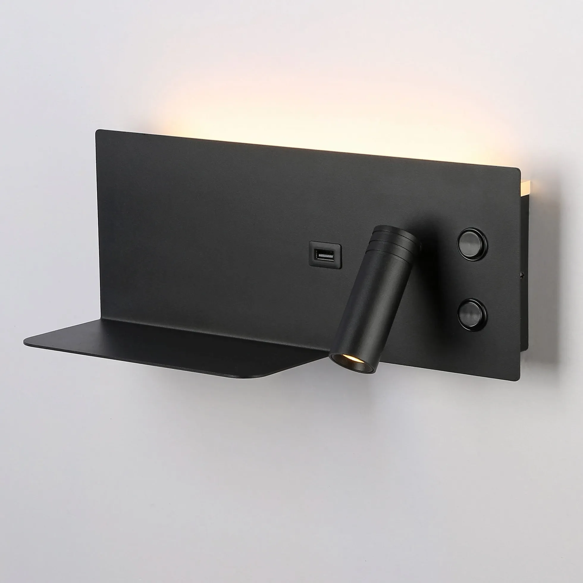 Aplique de pared para lectura con puerto USB "Kerta" - Iluminación doble - 3W+7W, lado derecho