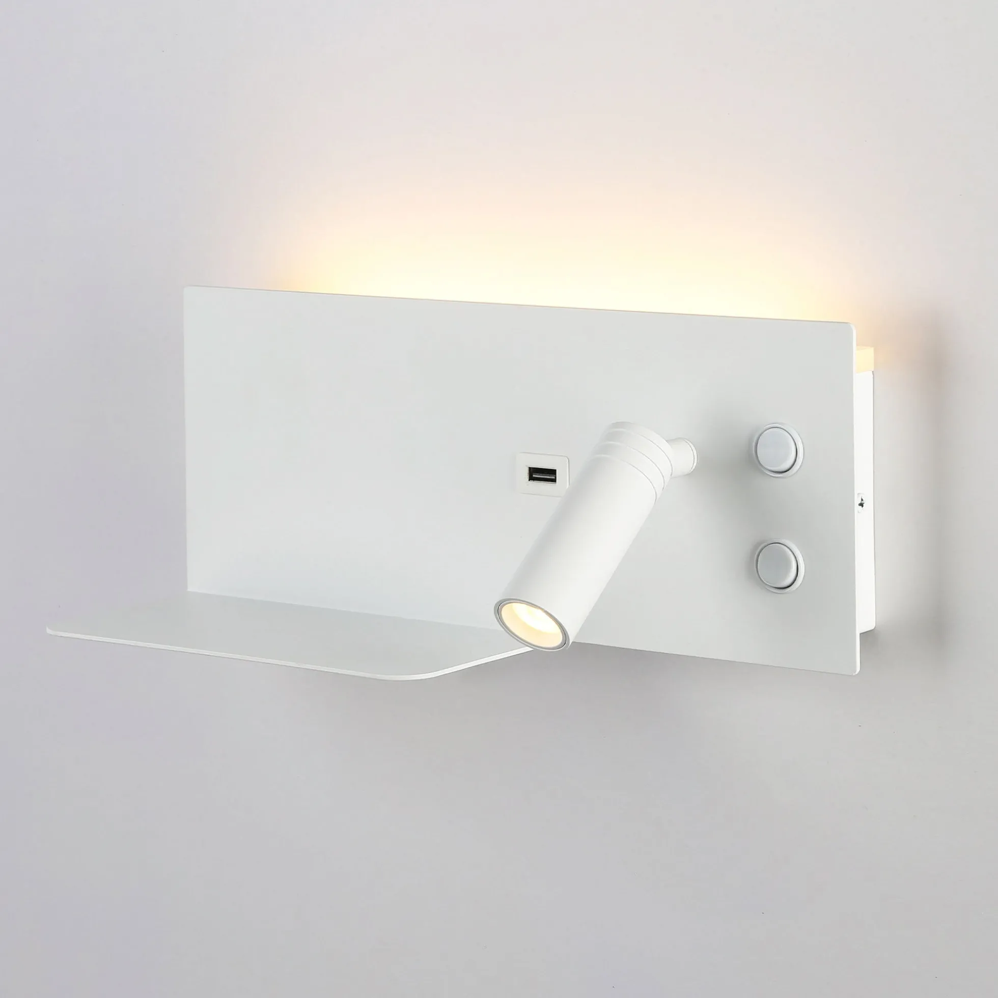 Aplique de pared para lectura con puerto USB "Kerta" - Iluminación doble - 3W+7W, lado derecho