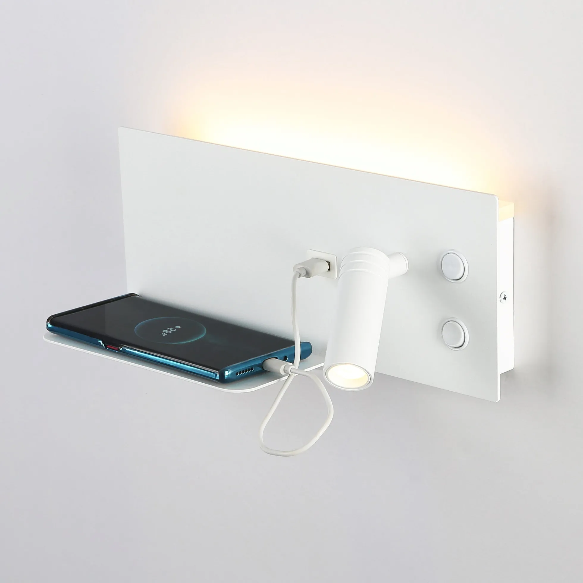 Aplique de pared para lectura con puerto USB "Kerta" - Iluminación doble - 3W+7W, lado derecho