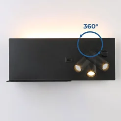 Aplique de pared para lectura con puerto USB