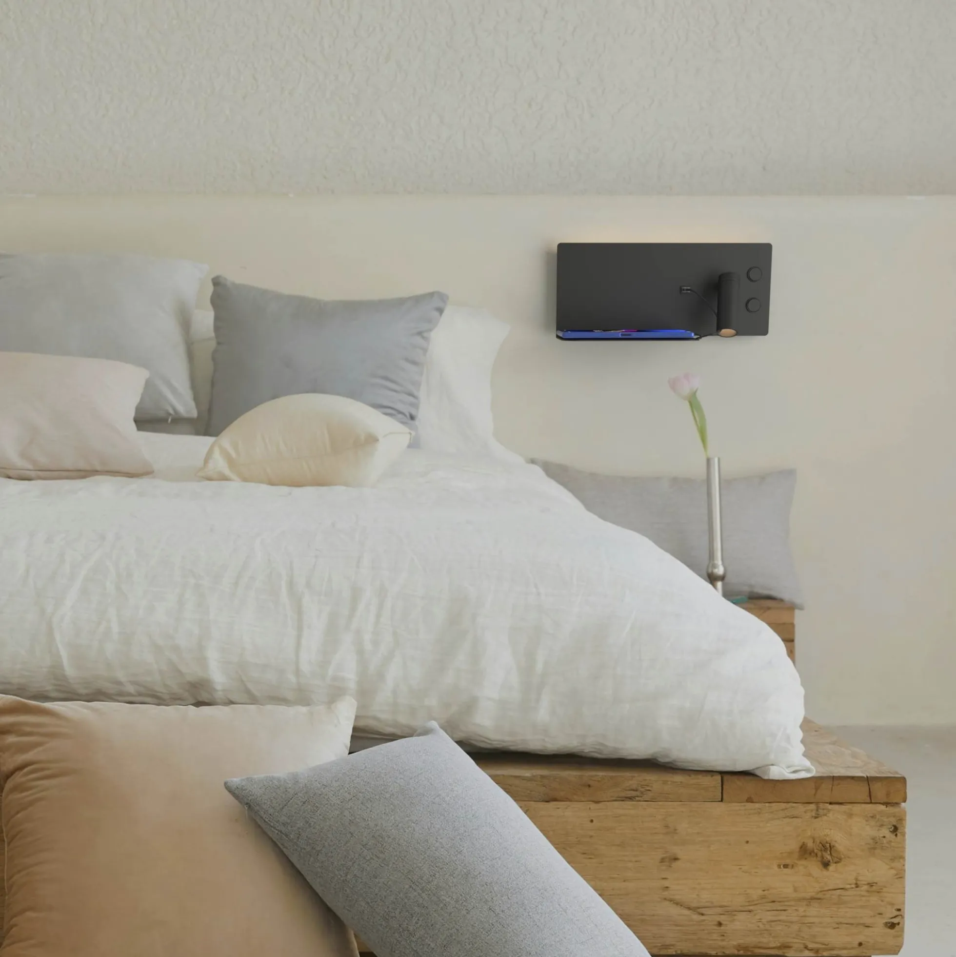 Aplique de pared para lectura con puerto USB "Kerta" - Iluminación doble - 3W+7W, lado derecho