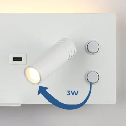 Aplique de pared para lectura con puerto USB