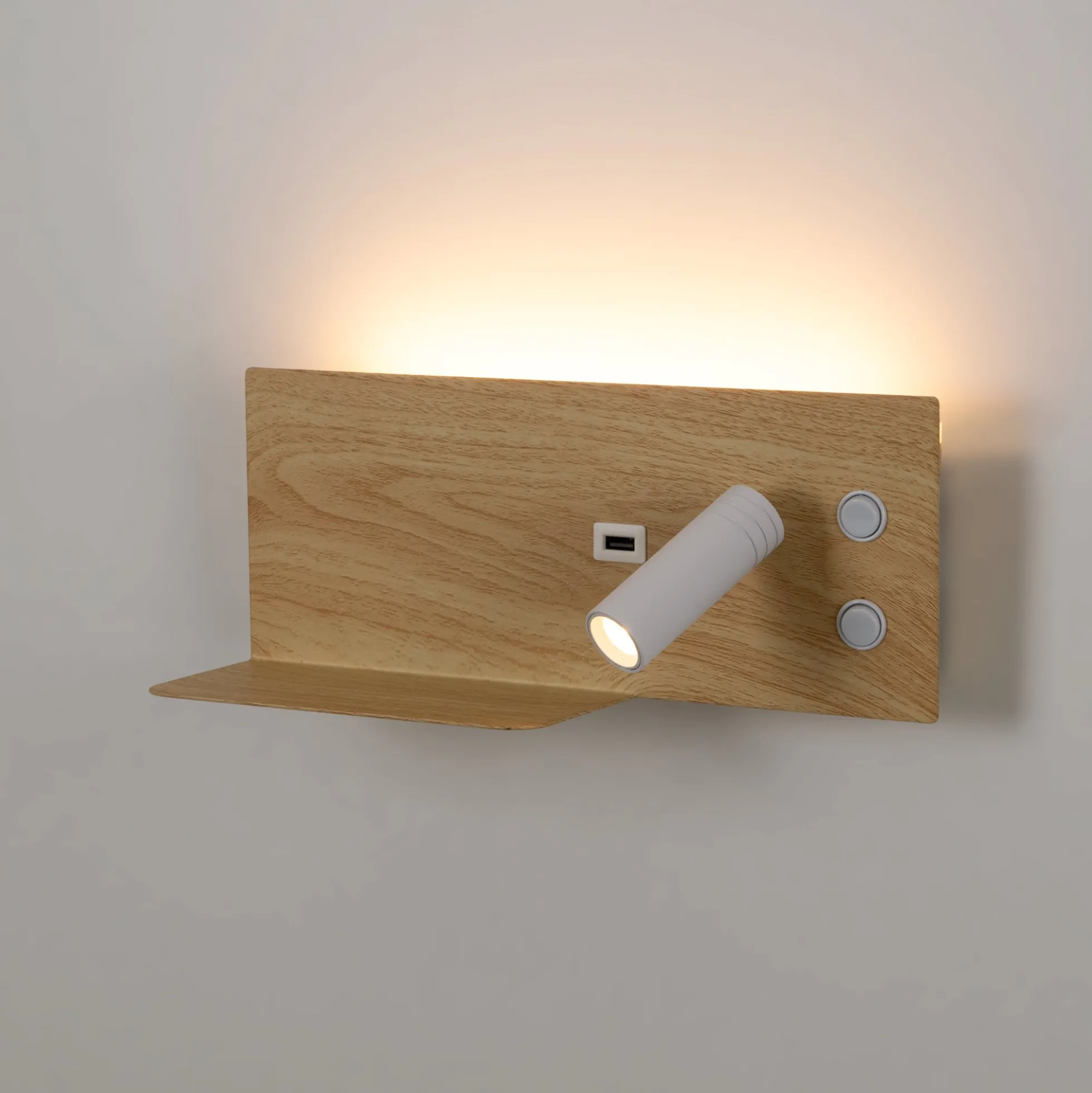 Aplique de pared para lectura con puerto USB "Kerta" - Iluminación doble - 3W+7W, lado derecho