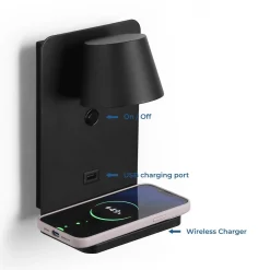 Aplique de pared para lectura con puerto USB