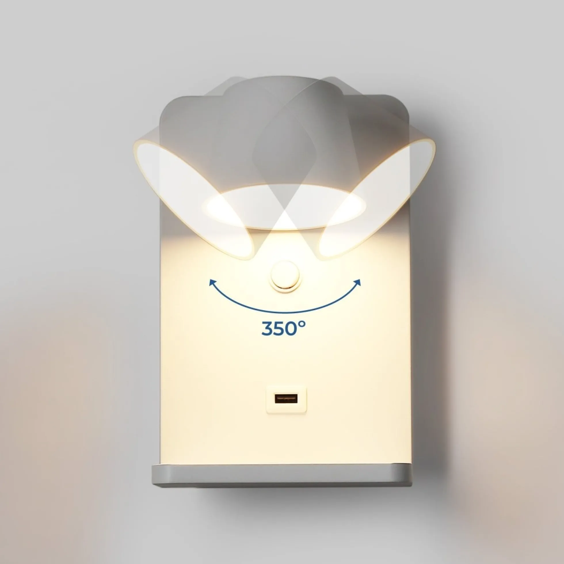 Aplique de pared para lectura con puerto USB "BASKOP W" - 6W - Base carga inalámbrica