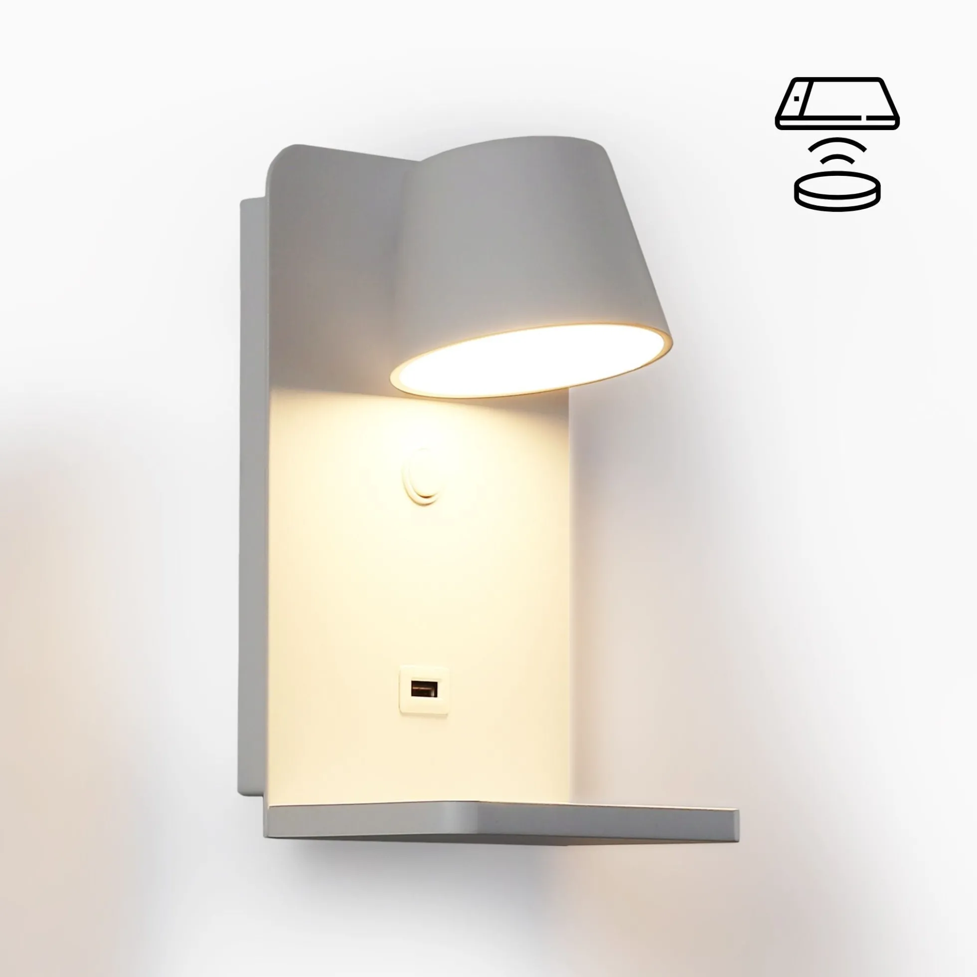 Aplique de pared para lectura con puerto USB "BASKOP W" - 6W - Base carga inalámbrica