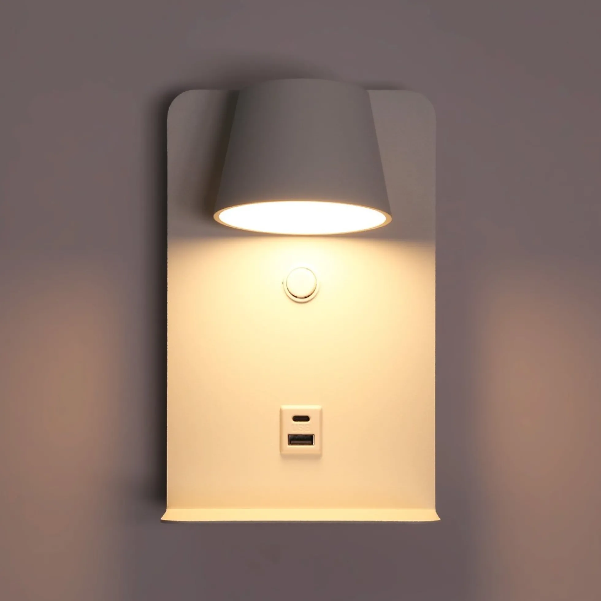 Aplique de pared para lectura "BASKOP" - Puerto USB + USB-C - 6W