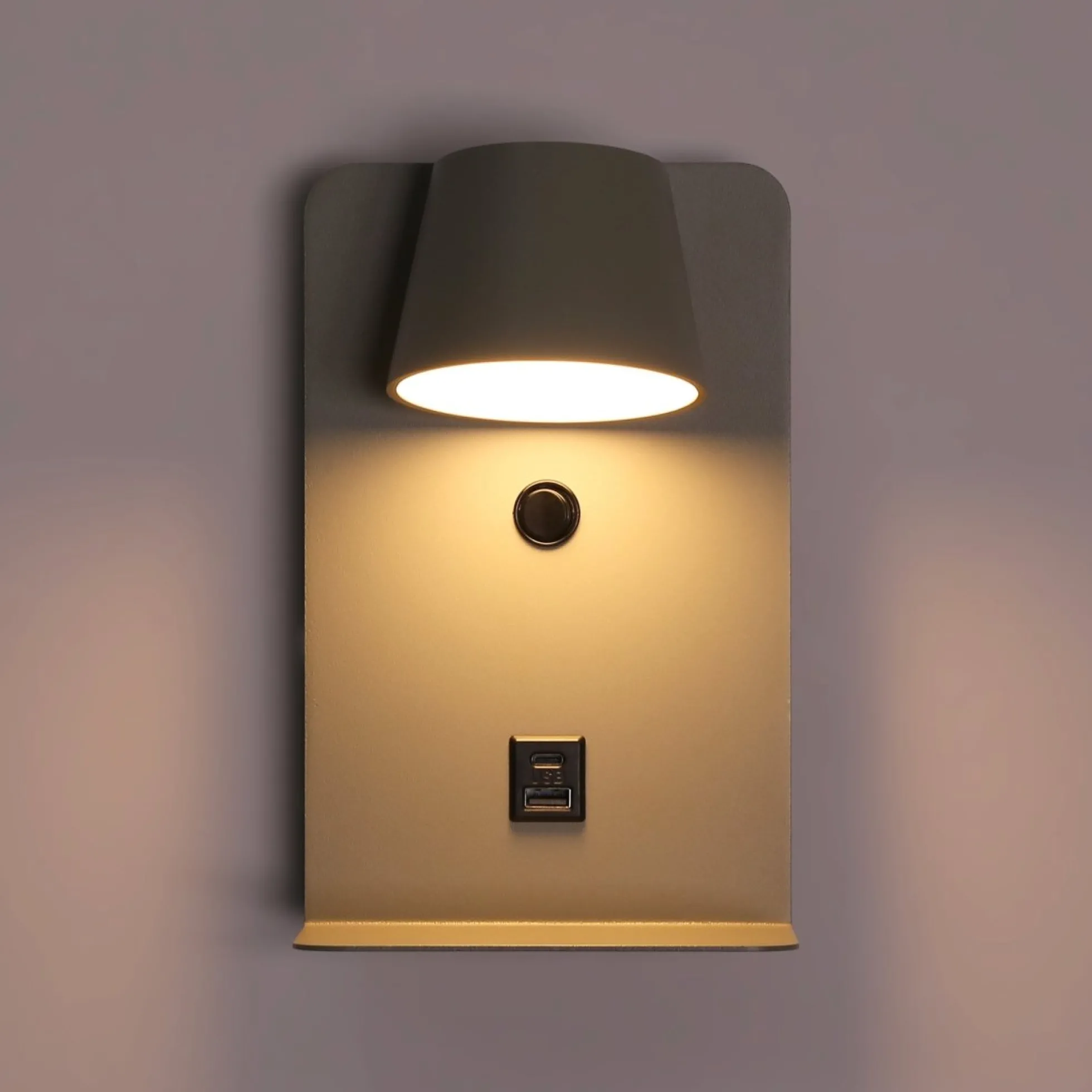 Aplique de pared para lectura "BASKOP" - Puerto USB + USB-C - 6W