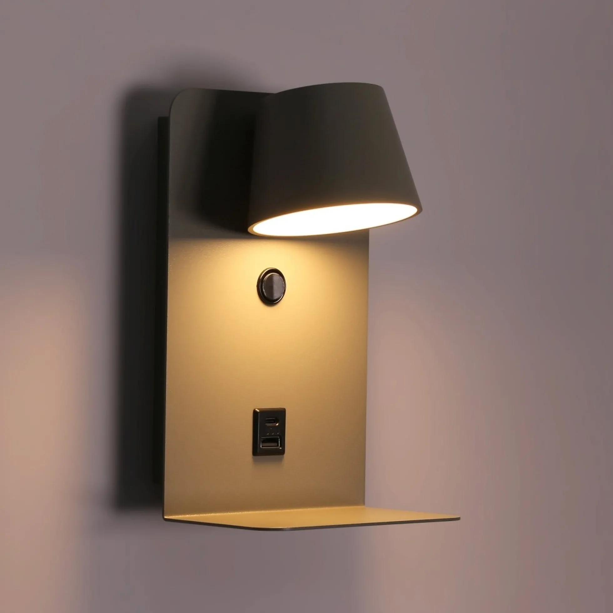 Aplique de pared para lectura "BASKOP" - Puerto USB + USB-C - 6W