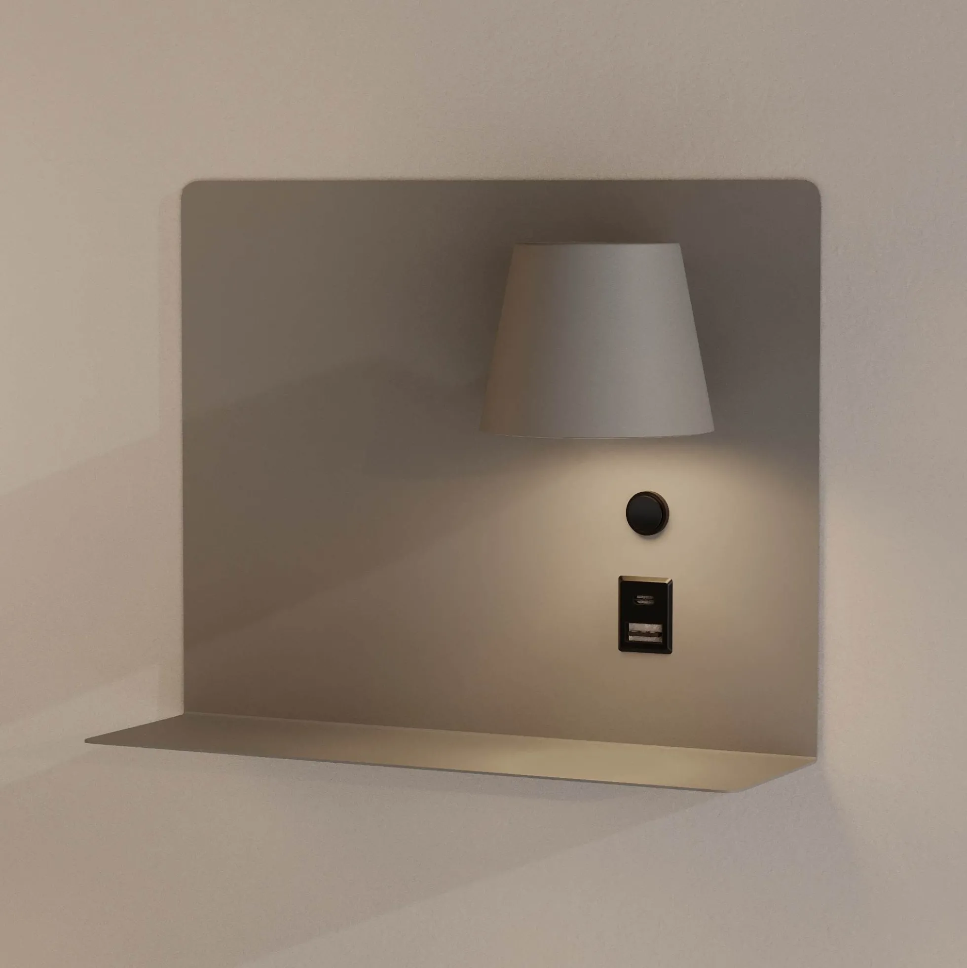 Aplique de pared para lectura con puerto USB y USBC "BASKOP" - 6W - Lado Derecho