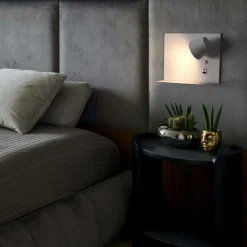 Aplique de pared para lectura con puerto USB y USBC