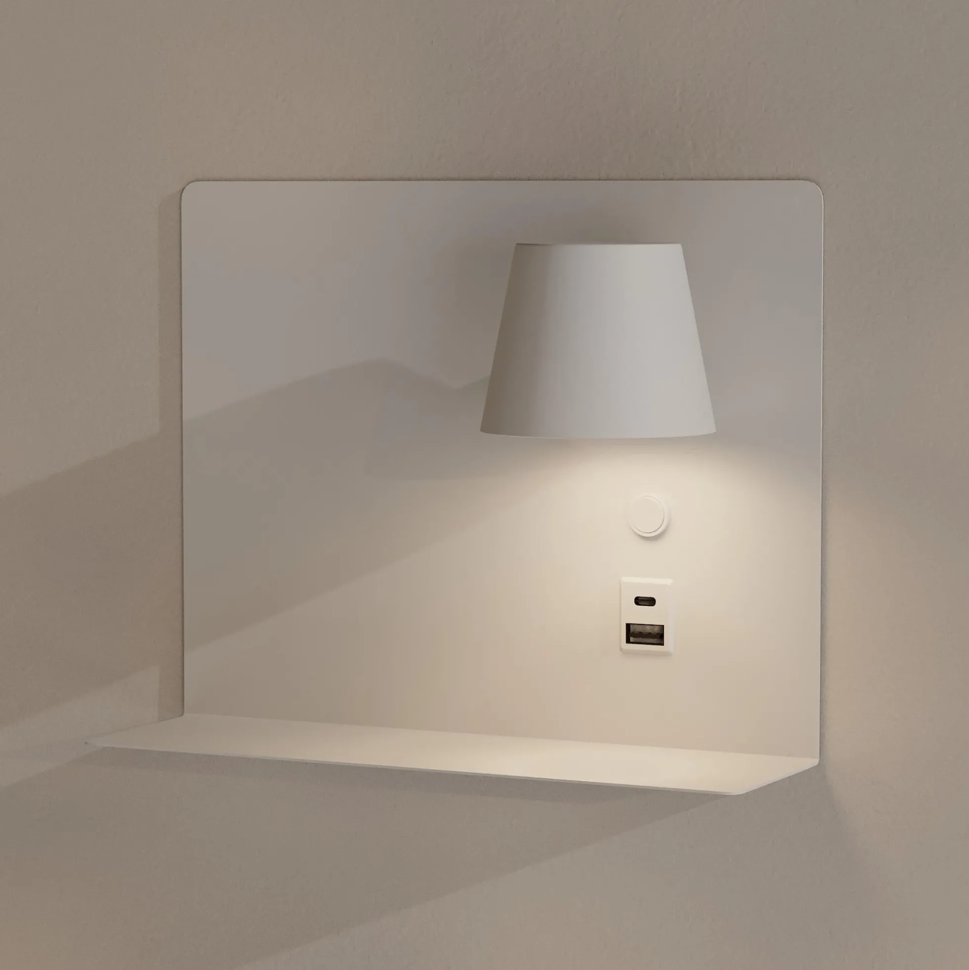 Aplique de pared para lectura con puerto USB y USBC "BASKOP" - 6W - Lado Derecho