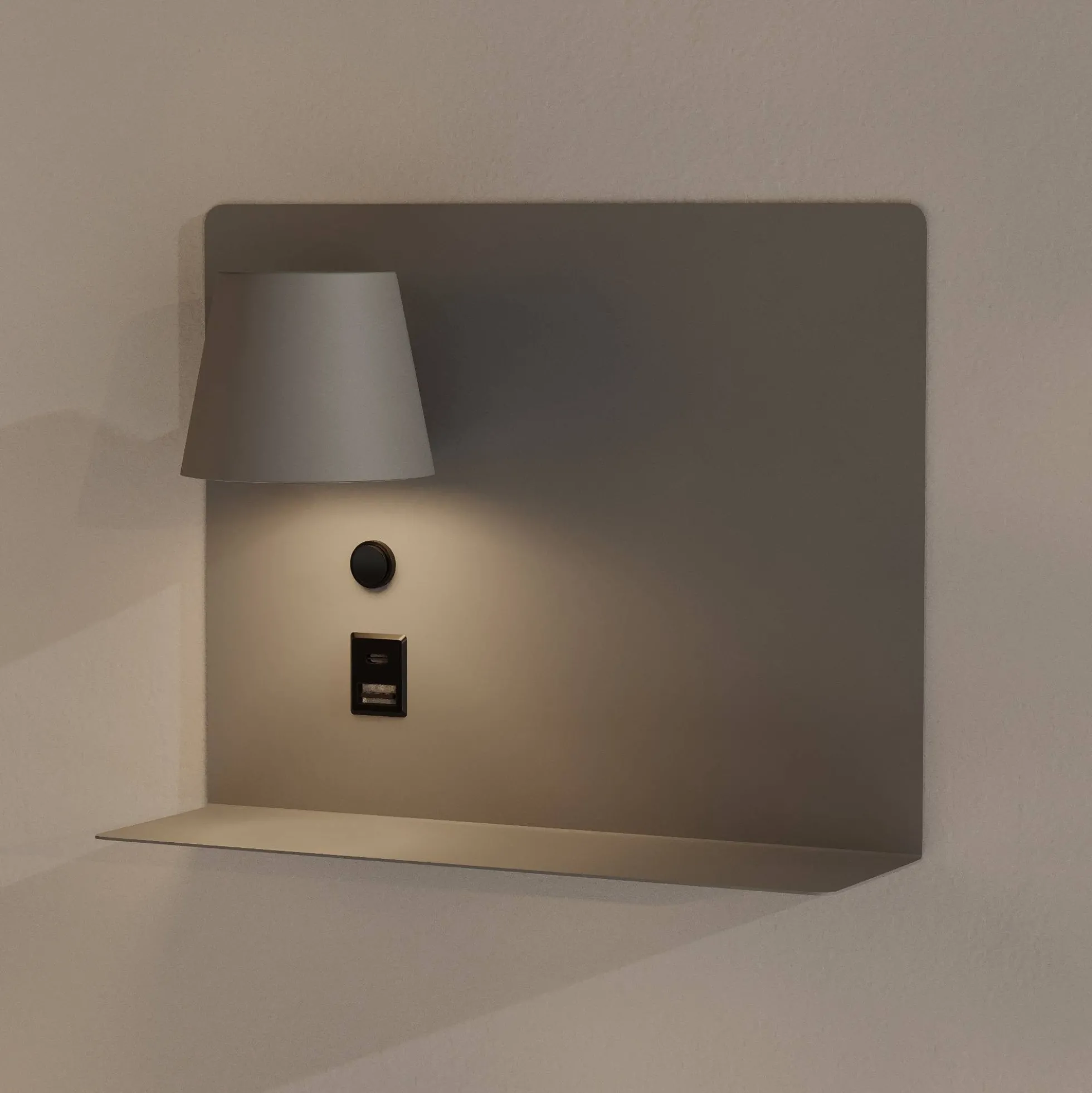 Aplique de pared para lectura con puerto USB y USBC "BASKOP" - 6W - Lado Izquierdo