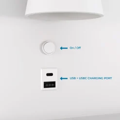 Aplique de pared para lectura con puerto USB y USBC "BASKOP" - 6W - Lado Izquierdo