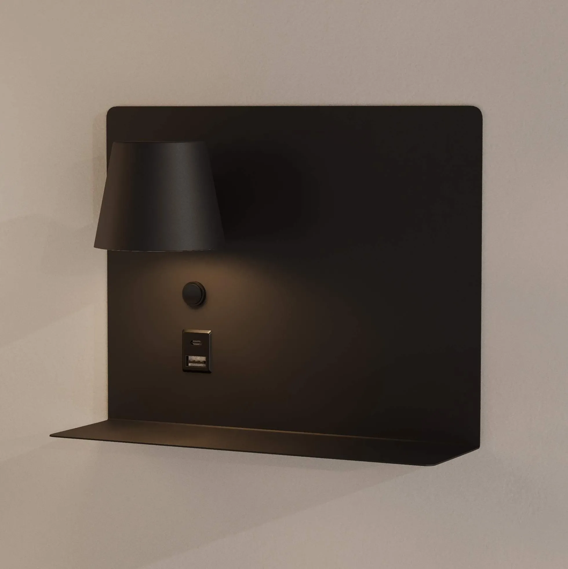 Aplique de pared para lectura con puerto USB y USBC "BASKOP" - 6W - Lado Izquierdo