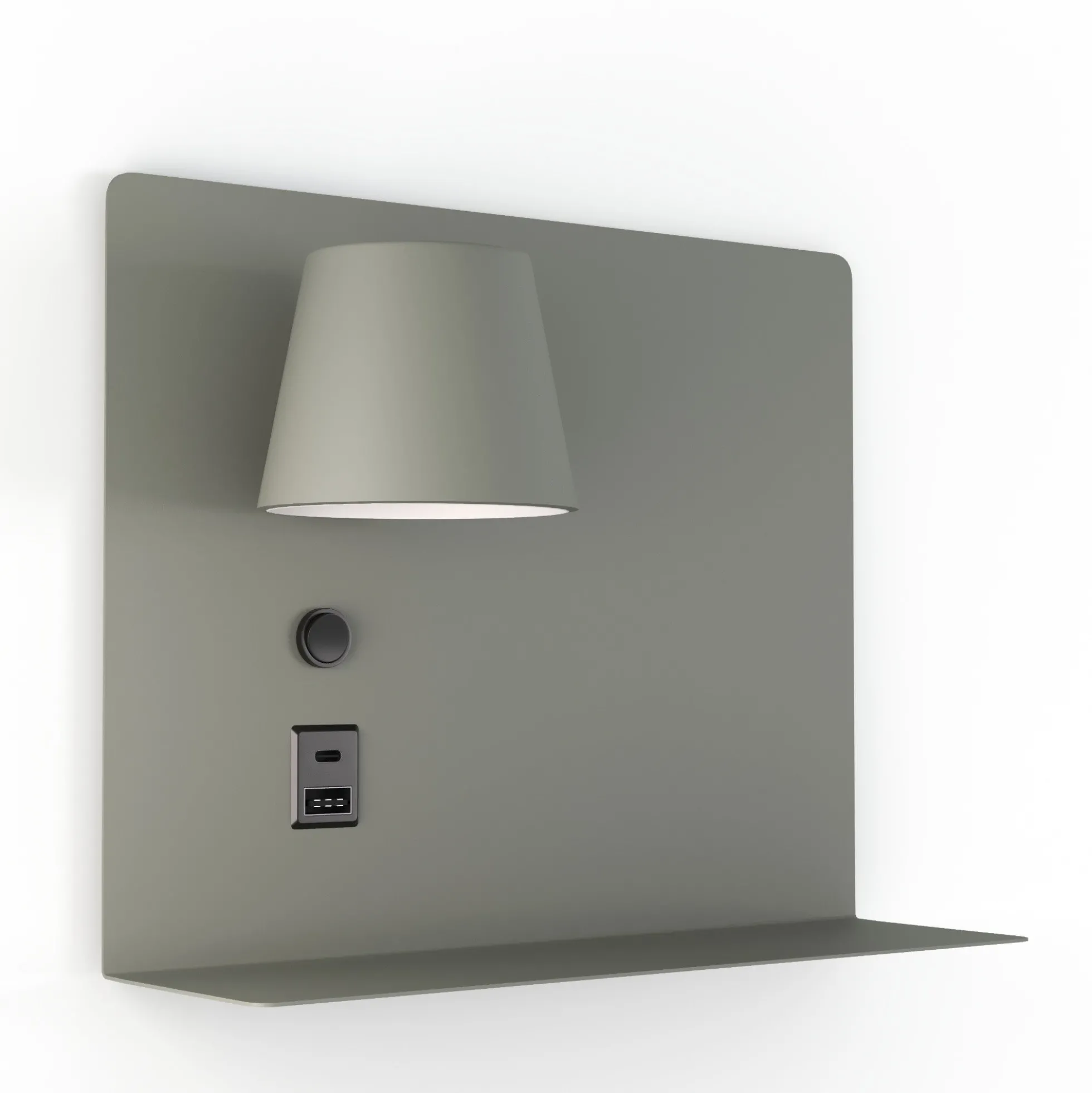 Aplique de pared para lectura con puerto USB y USBC "BASKOP" - 6W - Lado Izquierdo