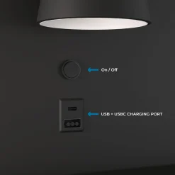Aplique de pared para lectura con puerto USB y USBC