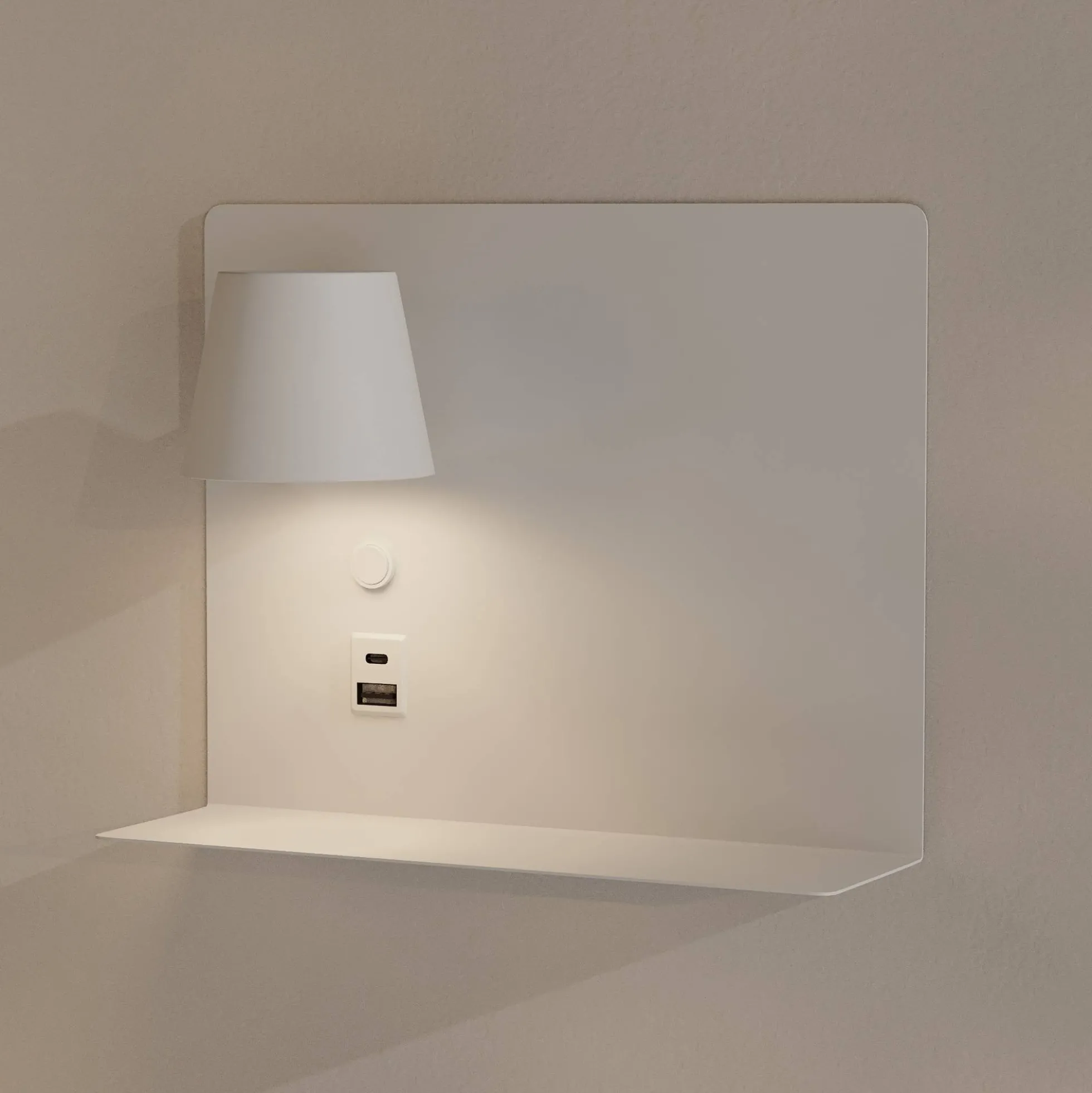 Aplique de pared para lectura con puerto USB y USBC "BASKOP" - 6W - Lado Izquierdo