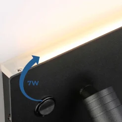 Aplique de pared para lectura con puerto USB "Kerta" - Iluminación doble - 3W+7W, lado izquierdo