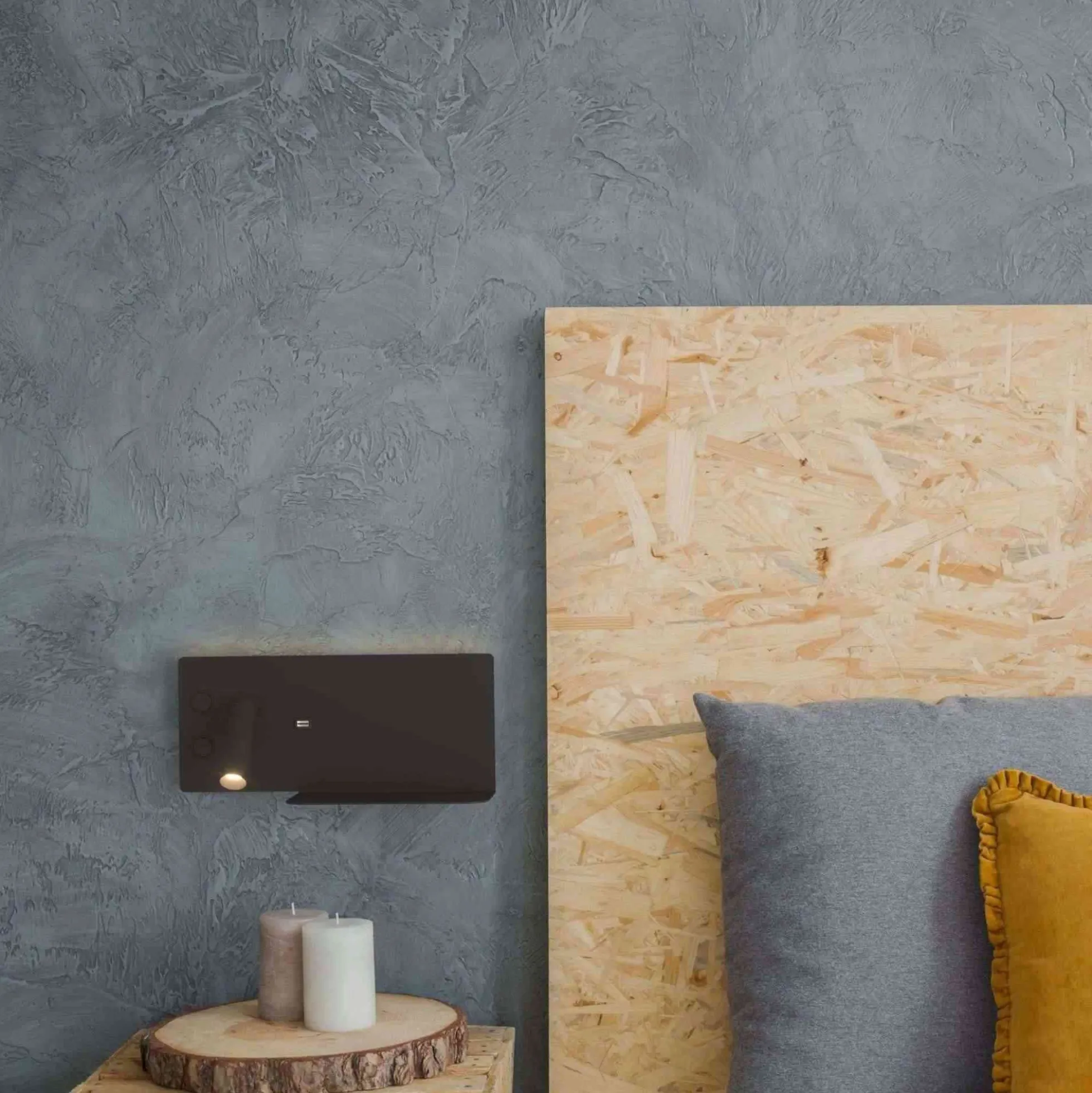 Aplique de pared para lectura con puerto USB "Kerta" - Iluminación doble - 3W+7W, lado izquierdo