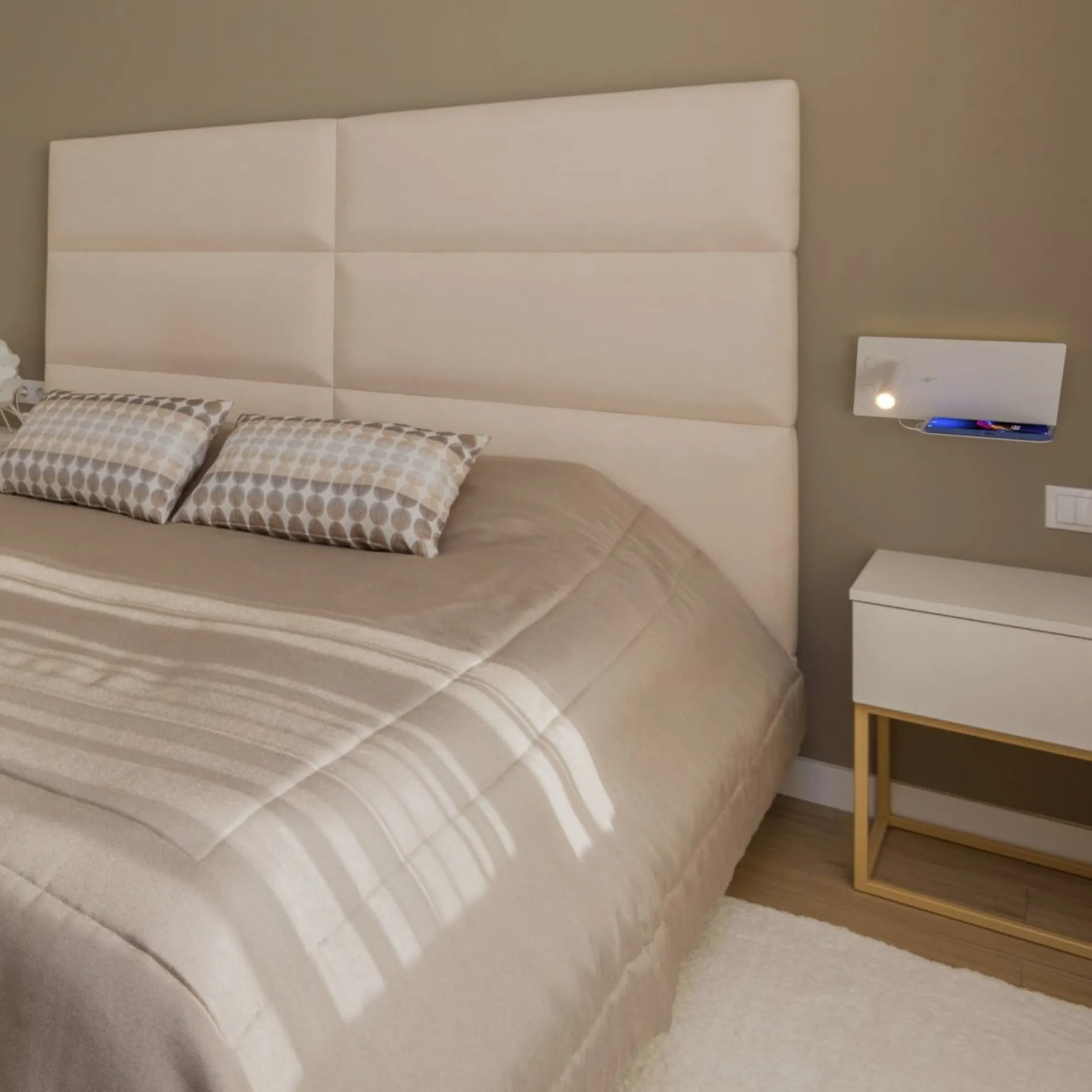 Aplique de pared para lectura con puerto USB "Kerta" - Iluminación doble - 3W+7W, lado izquierdo