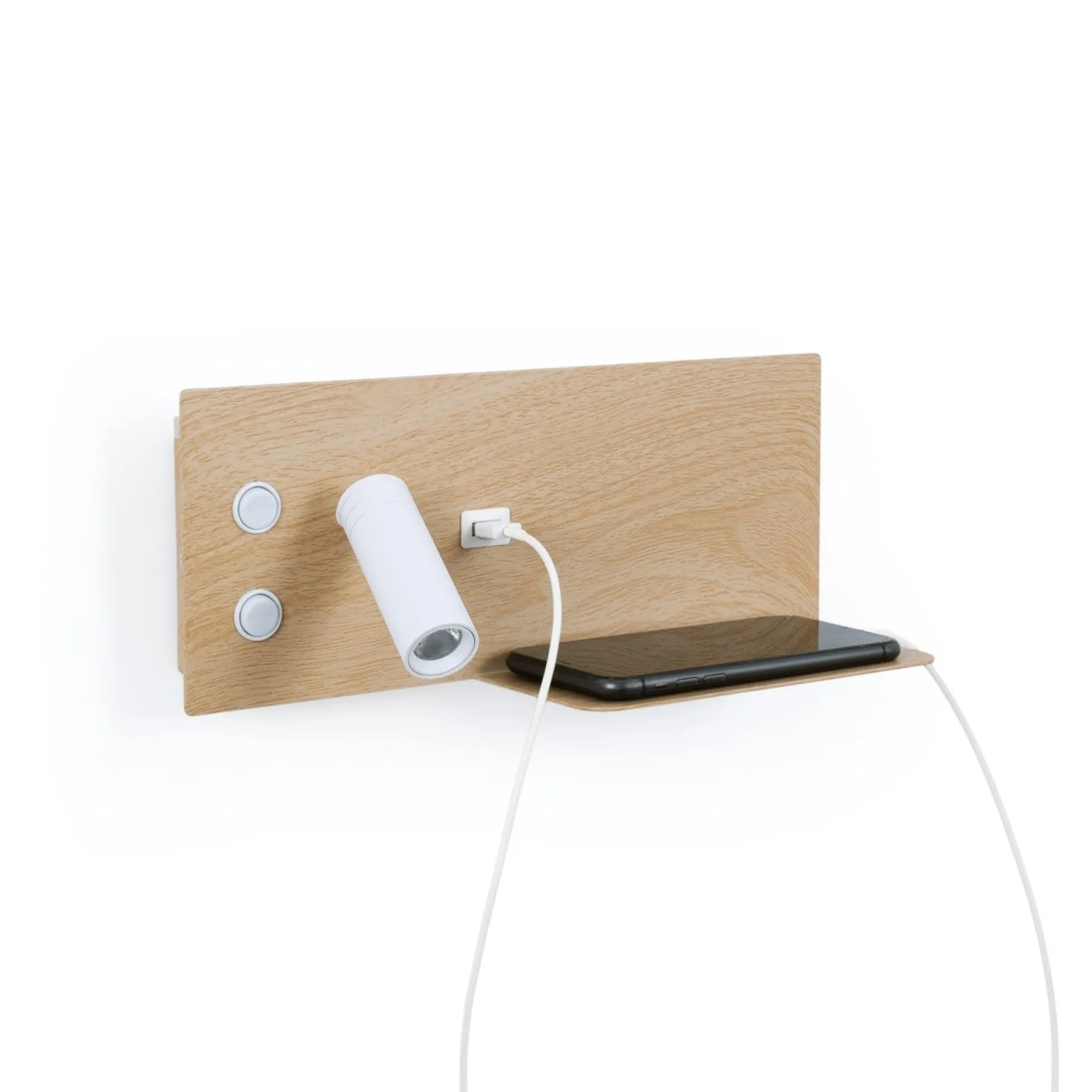 Aplique de pared para lectura con puerto USB "Kerta" - Iluminación doble - 3W+7W, lado izquierdo