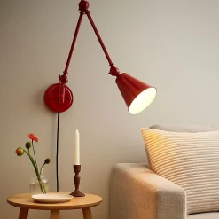 Aplique de pared vintage orientable con cable y enchufe 