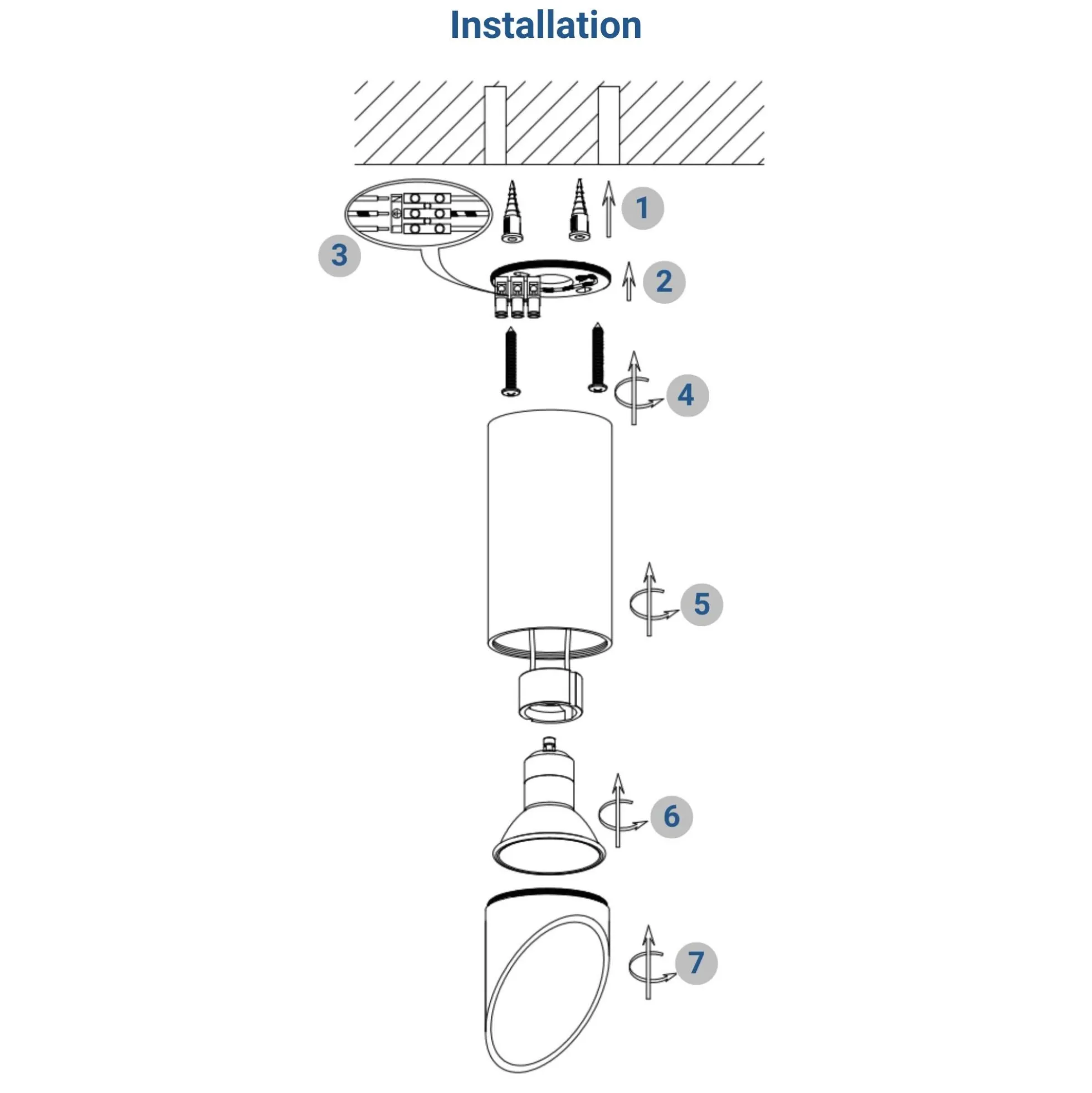 Aplique de techo aluminio "Vina" - Biselado - 20cm - GU10